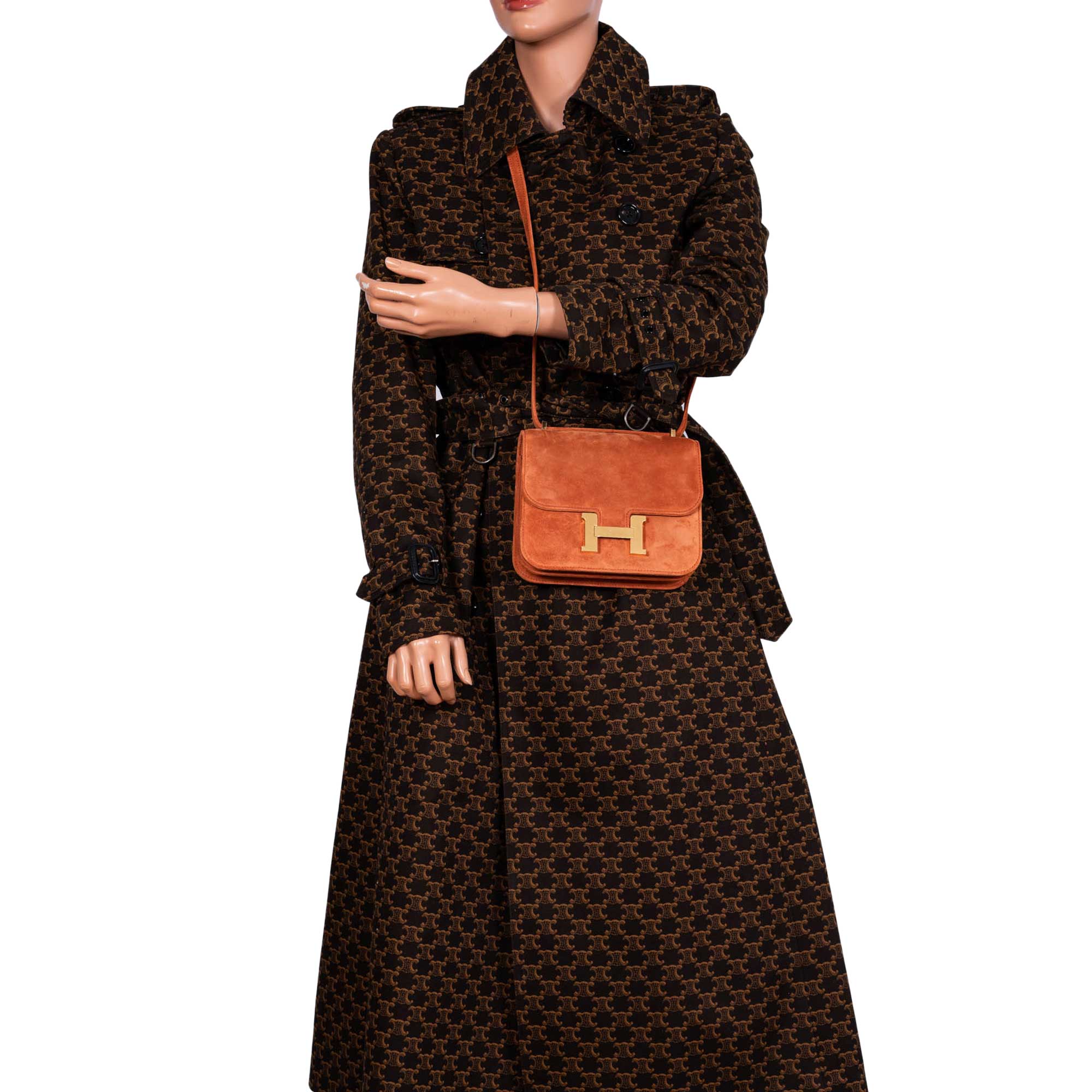 Hermès Constance 18 Paprika Doblis Suede with Gold Hardware