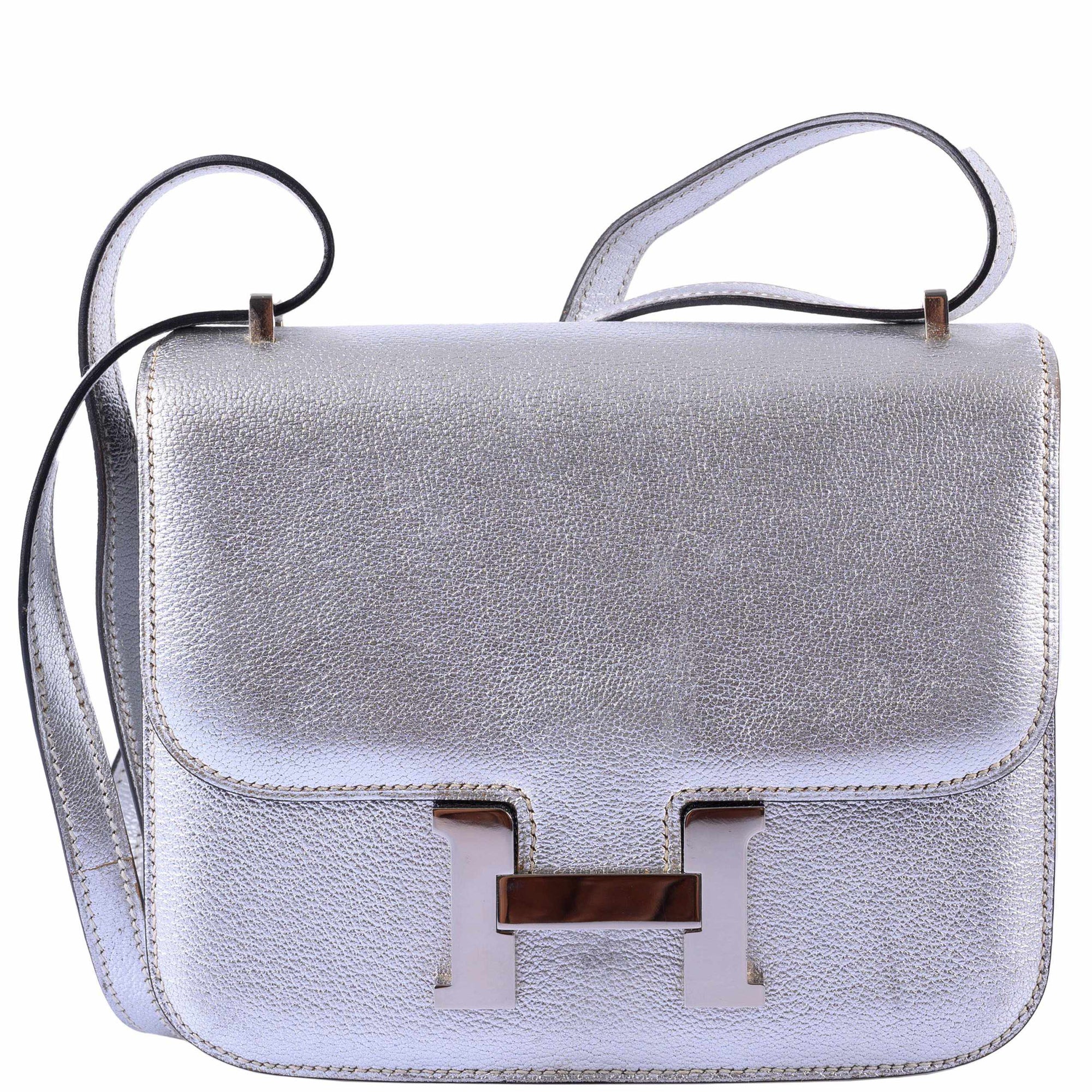Hermès Constance 18 Silver Metallic Chevre Palladium Hardware
