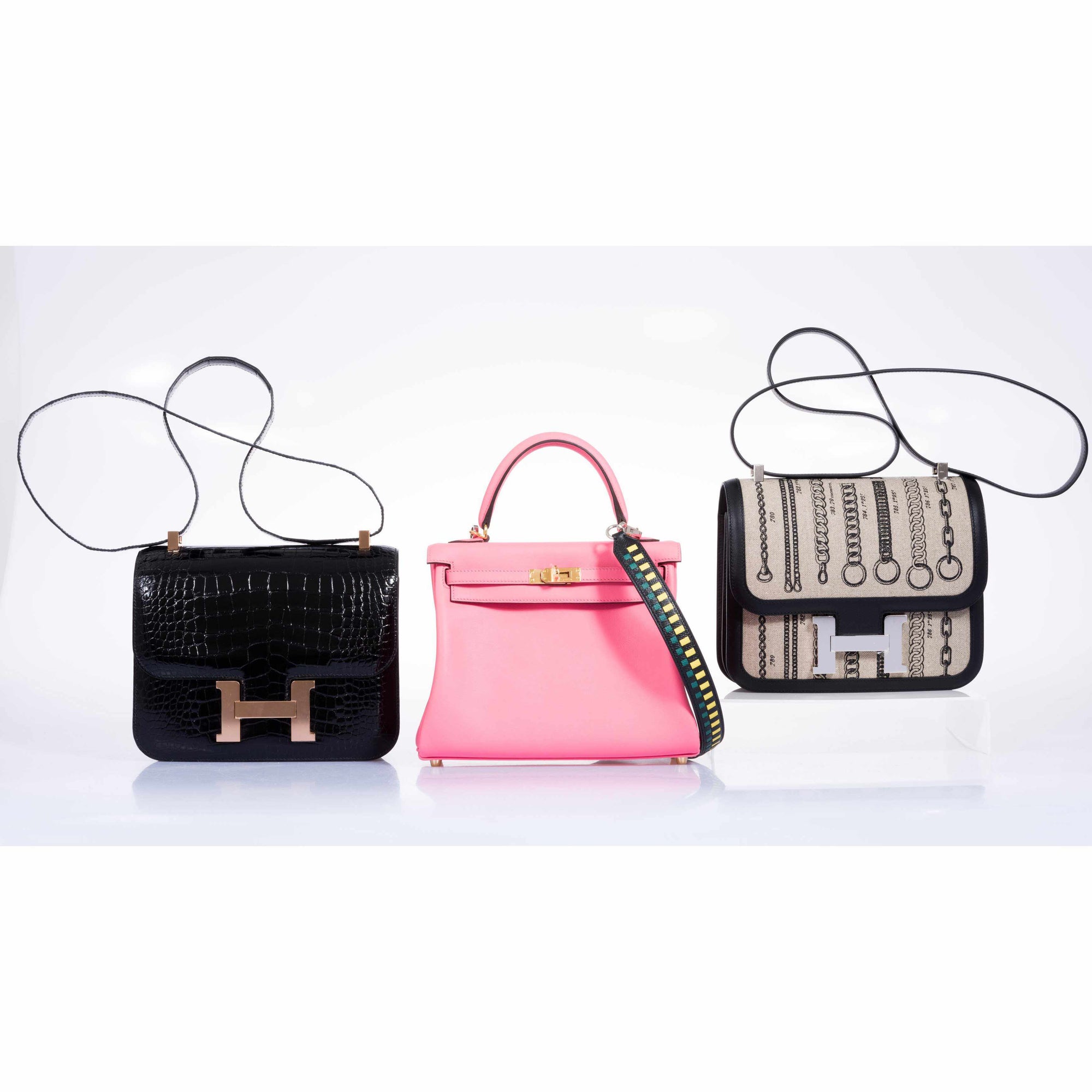 Hermès Constance 24 De Camp Déchaînée Ficelle Toile/Noir Swift Palladium Hardware