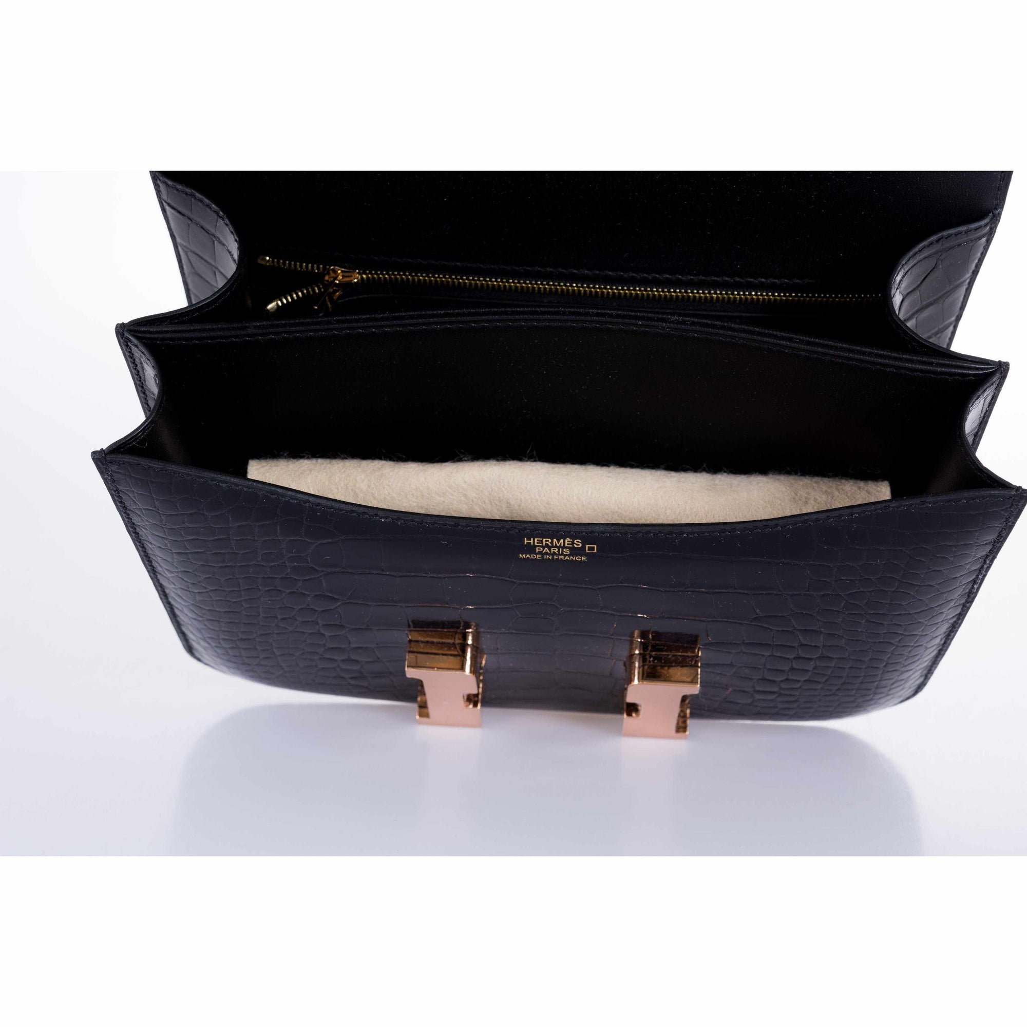 Hermès Constance 24 MM Black Rose Alligator Gold Hardware