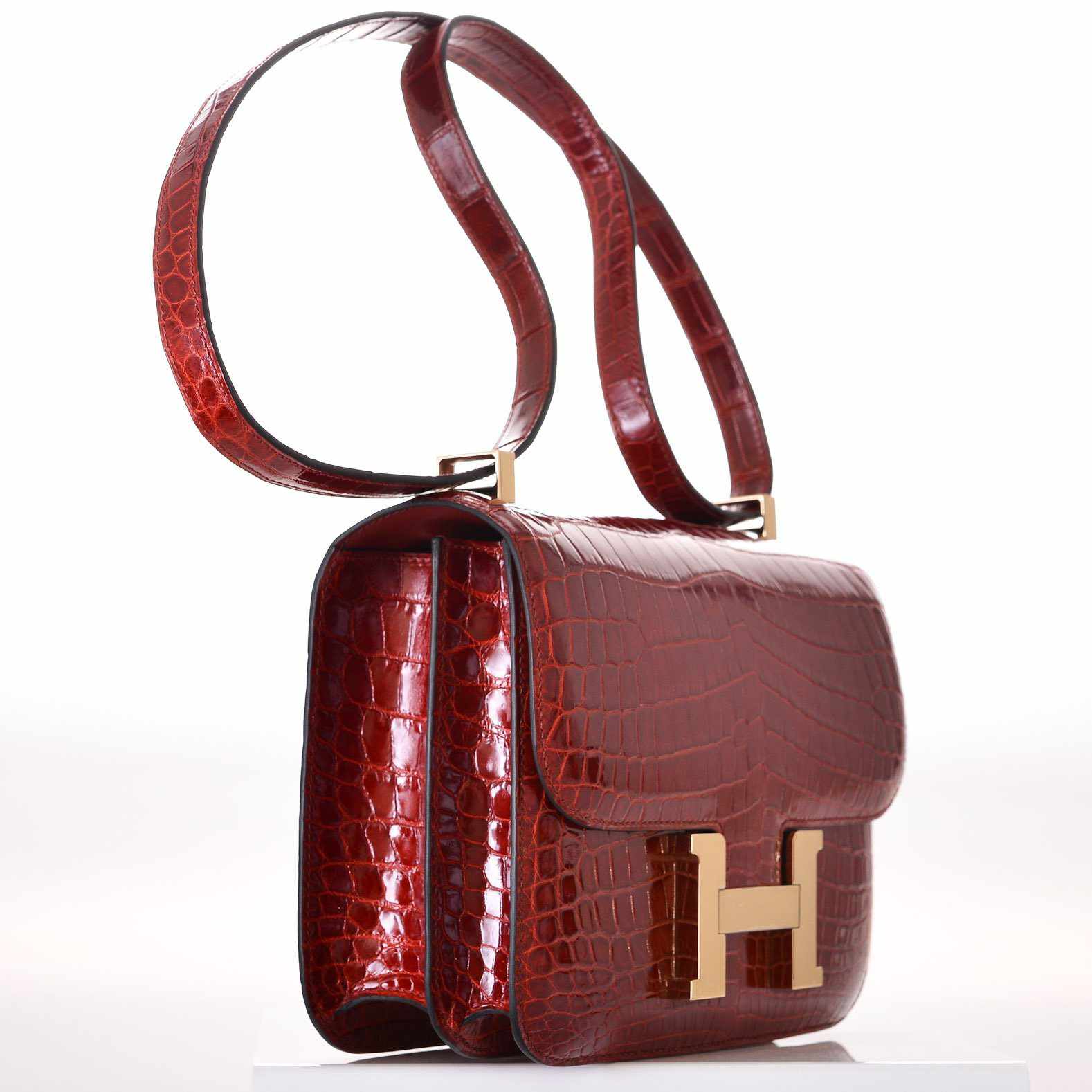 Hermès Constance 24 Rouge H Niloticus Crocodile Gold Hardware