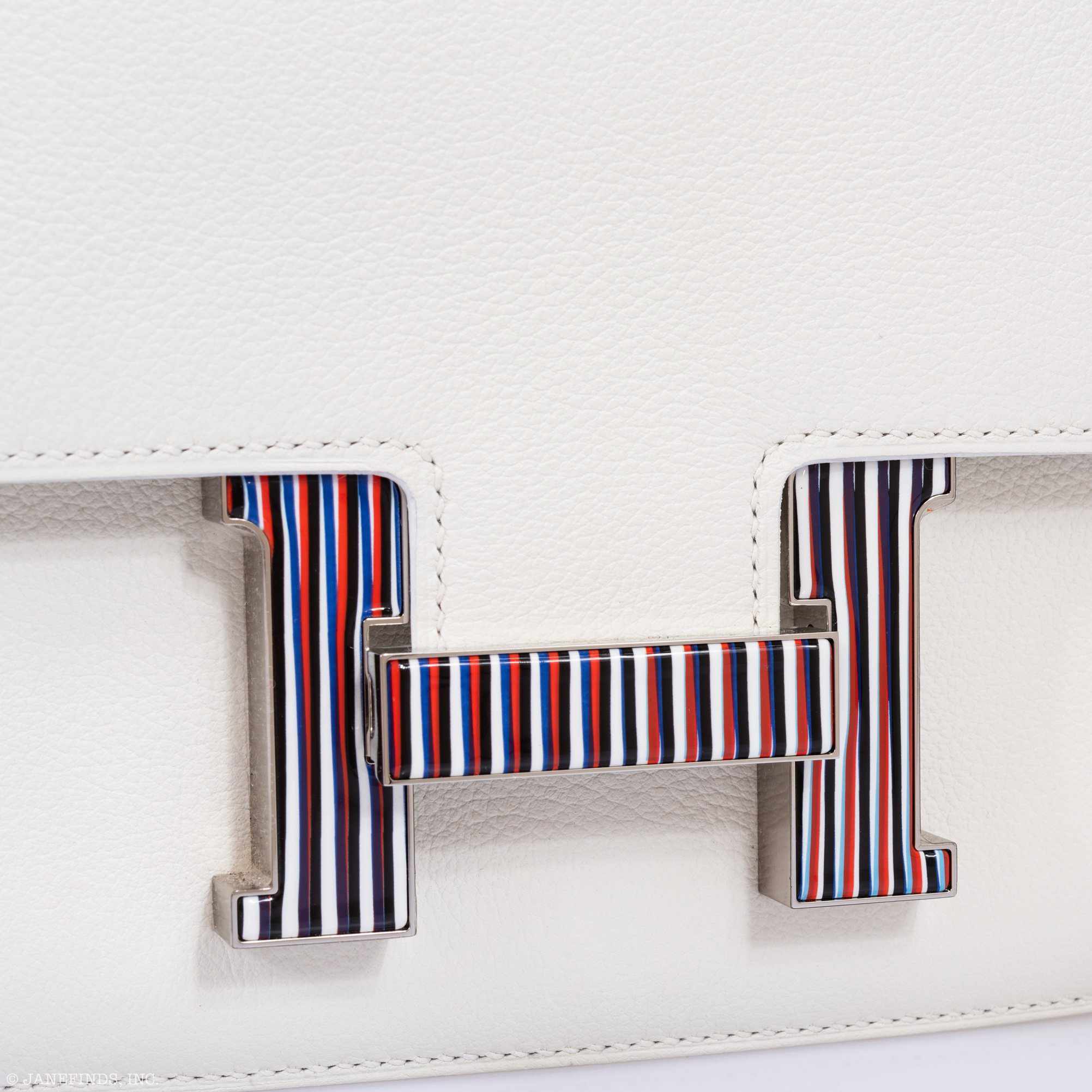 Hermès Constance 24 White Evercolor Multi Color Enamel Palladium Buckle