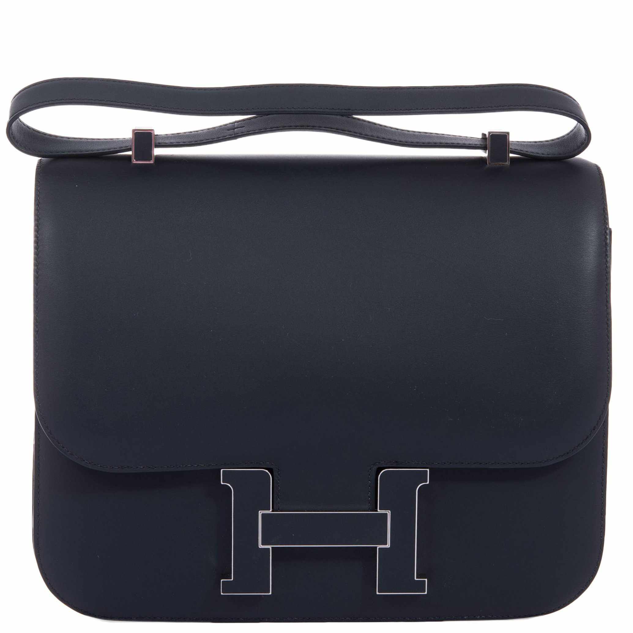 Herm s Constance 29 Cartable Bleu Obscur Veau Sombrero Palladium Hardware