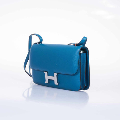 Hermès Constance Elan 25 Blue Izmir Epsom Palladium Hardware