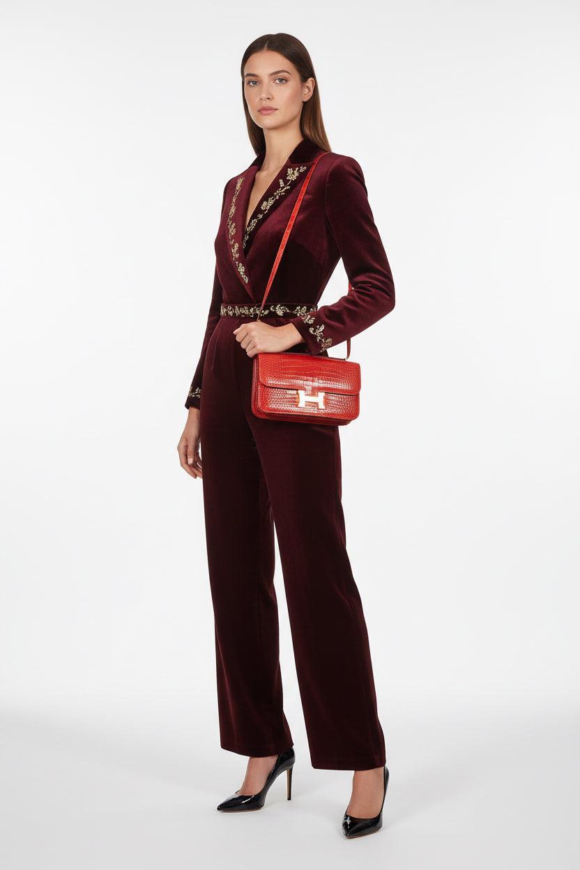 Hermès Constance Elan 25 Rouge de Coeur Shiny Alligator Gold