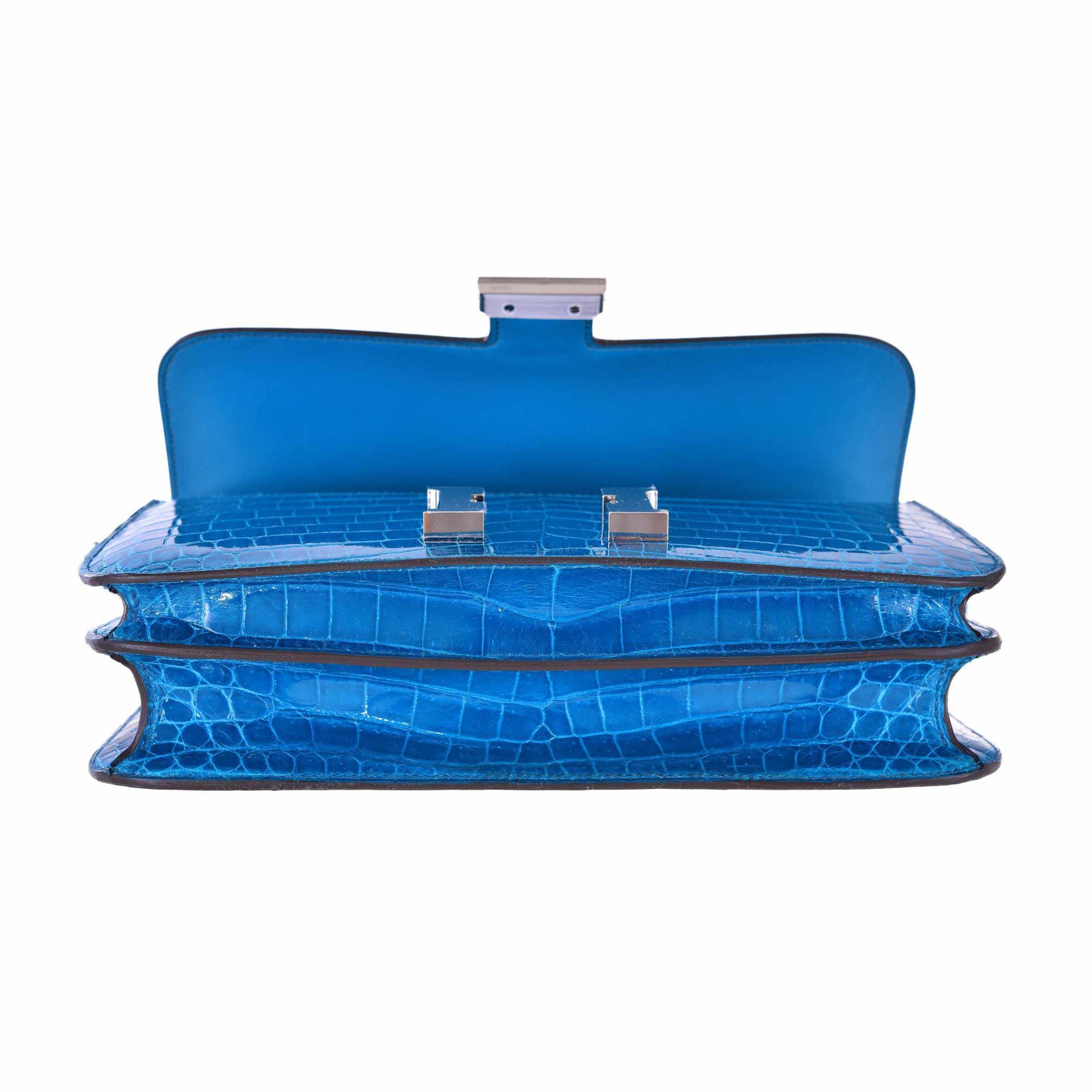 Hermès Constance Elan Bleu Izmir Shiny Niloticus Crocodile Palladium Hardware