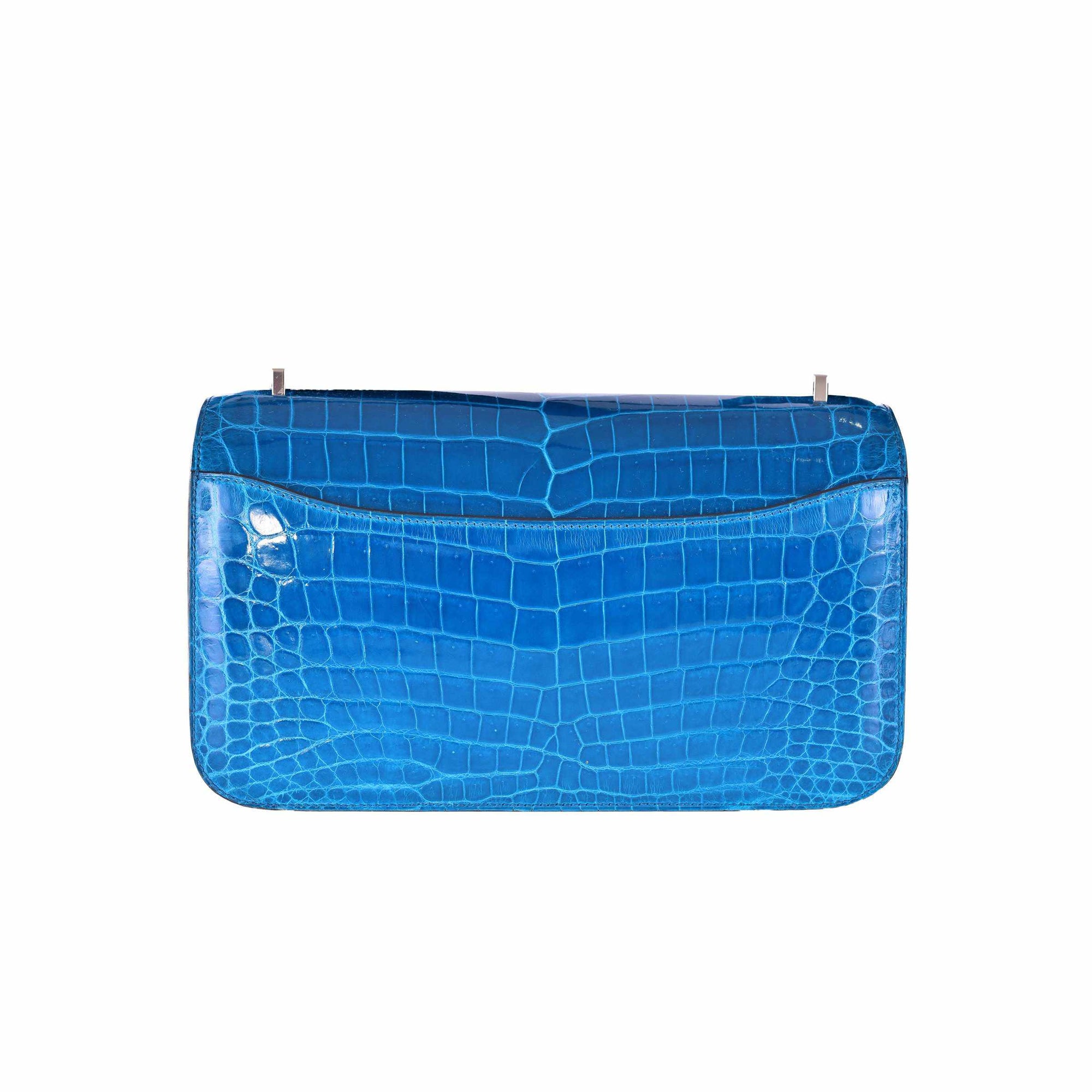 Hermès Constance Elan Bleu Izmir Shiny Niloticus Crocodile Palladium Hardware
