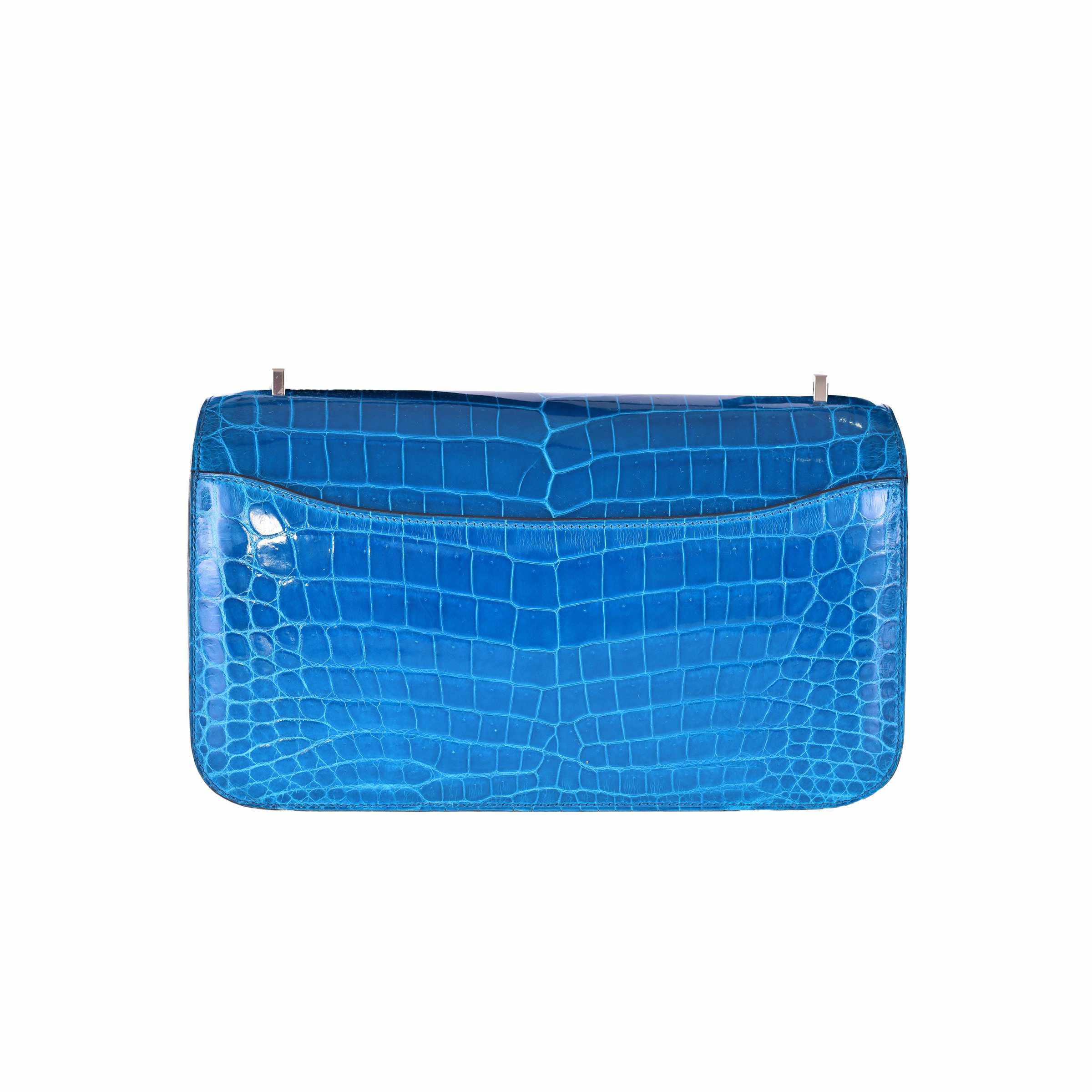 Hermès Constance Elan Bleu Izmir Shiny Niloticus Crocodile Palladium Hardware