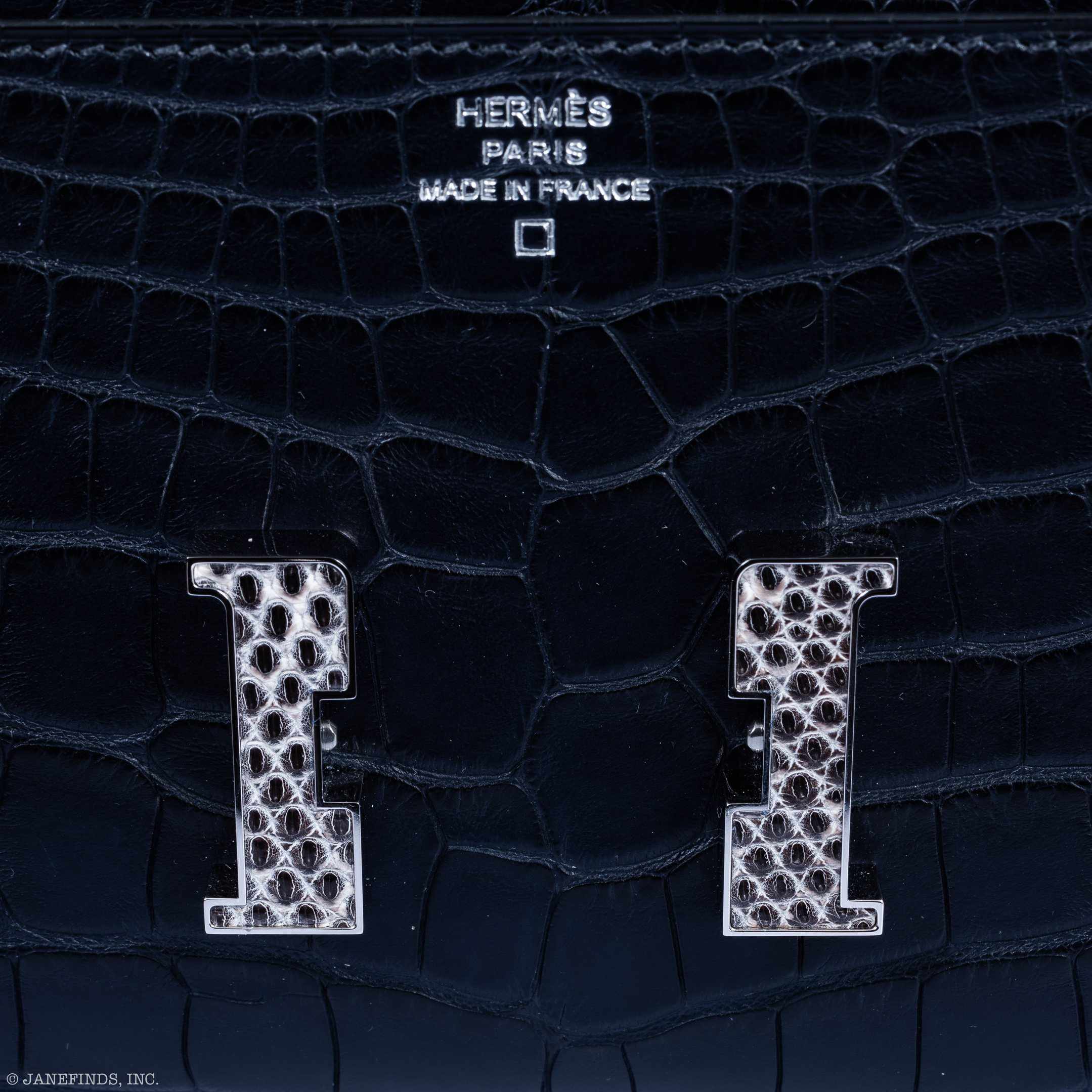Hermès Constance Long Wallet Matte Blue Night Alligator Lizard 'H' Closure