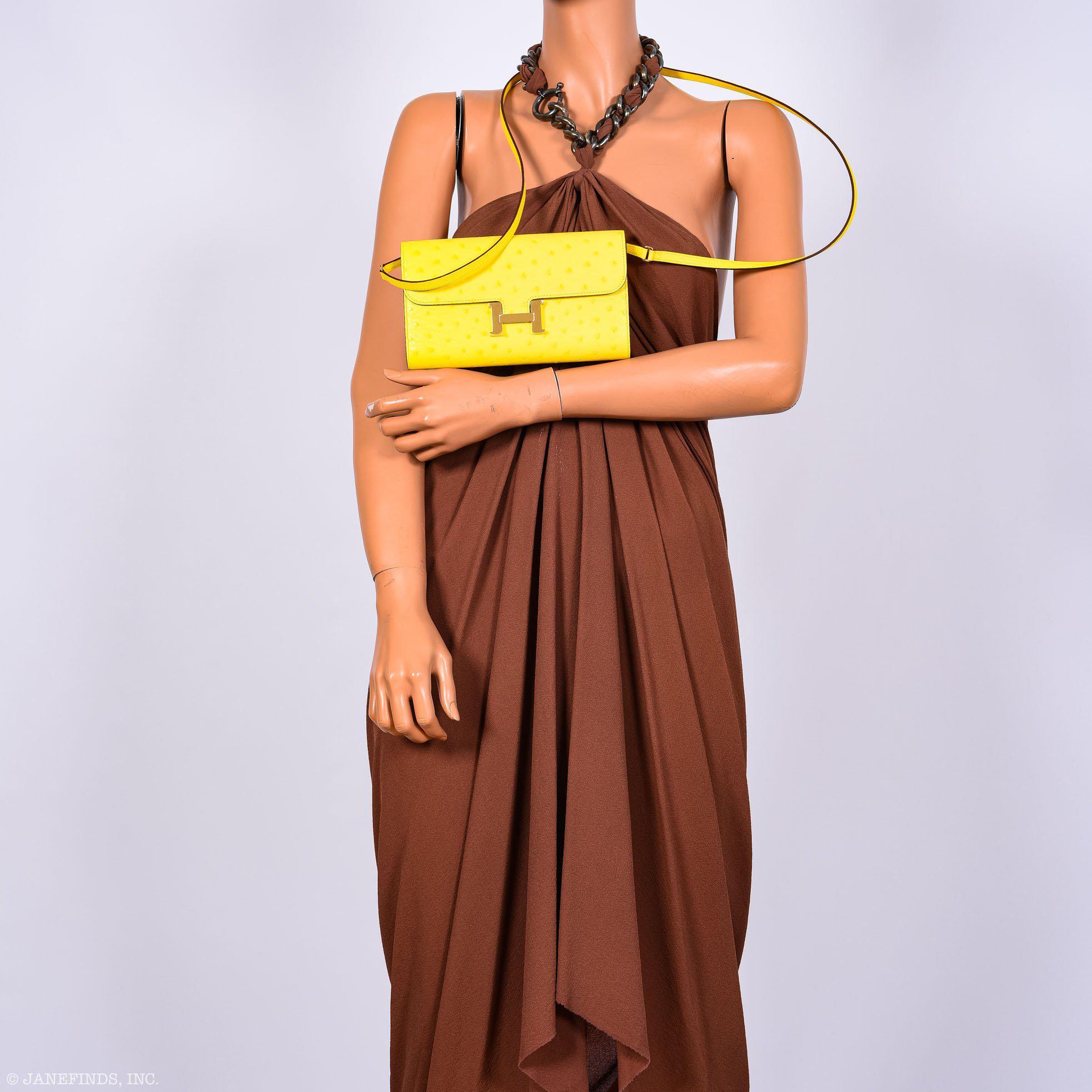 Hermès Constance Long to Go Wallet Citron Ostrich Gold Hardware - 2020, Y