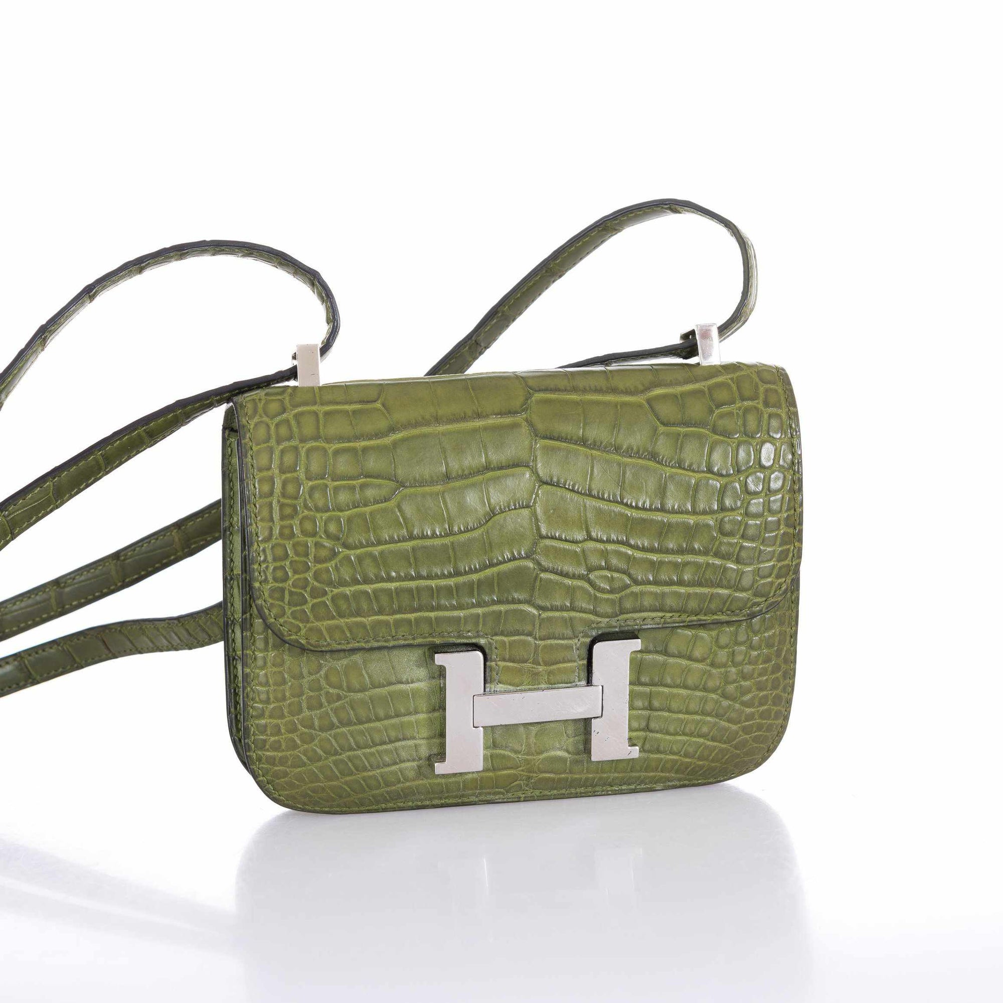 Hermès Constance Micro 14 Pelouse Matte Alligator Palladium Hardware