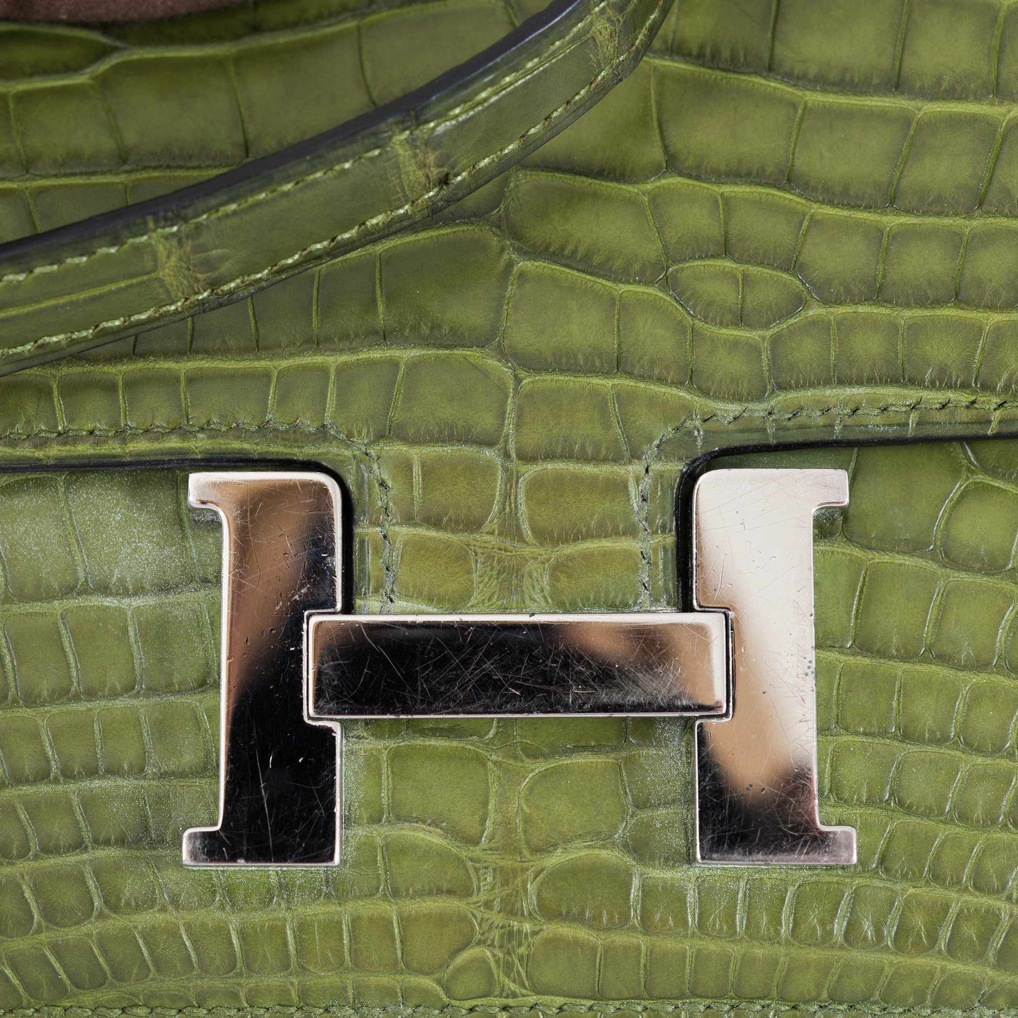 Hermès Constance Micro 14 Pelouse Matte Alligator Palladium Hardware