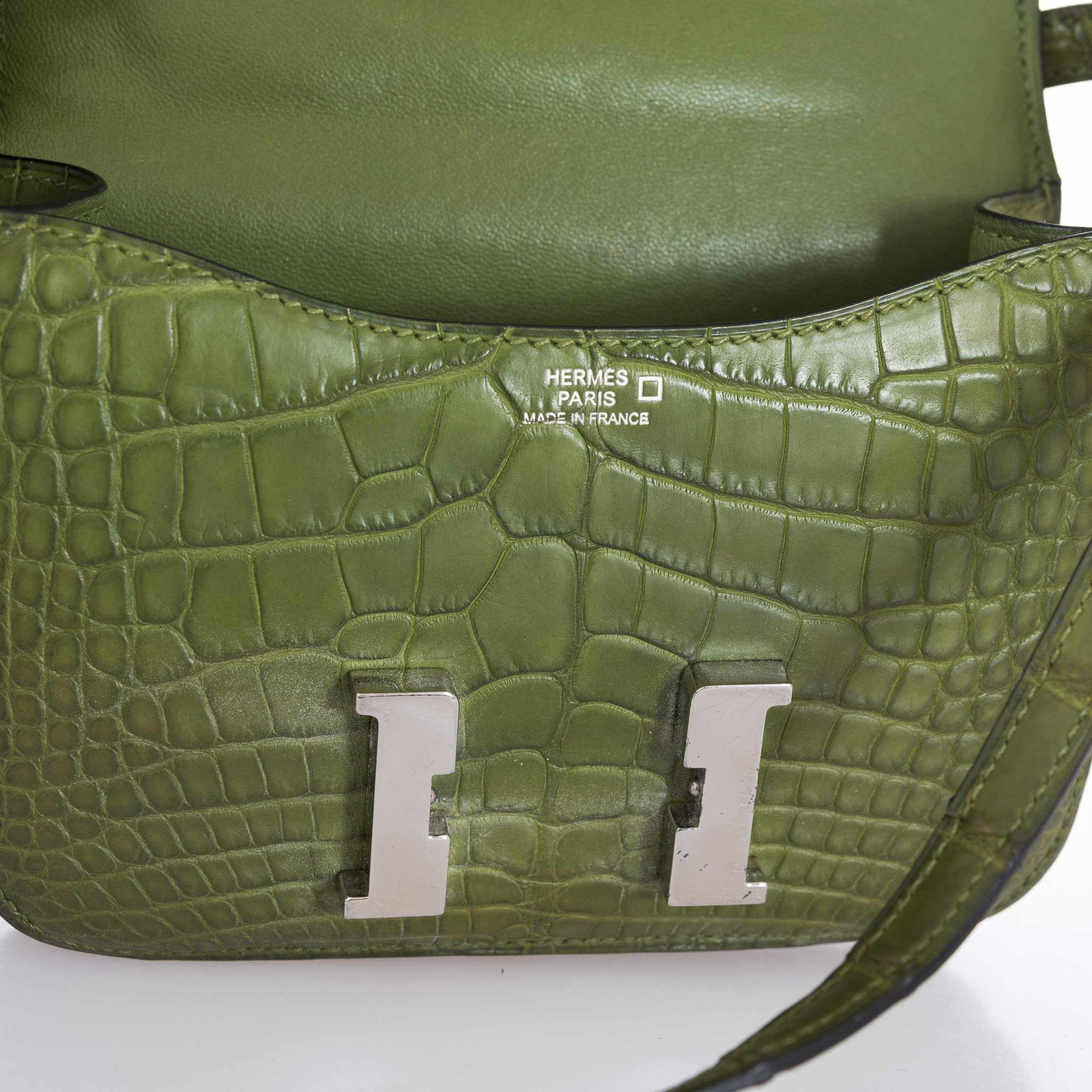 Hermès Constance Micro 14 Pelouse Matte Alligator Palladium Hardware