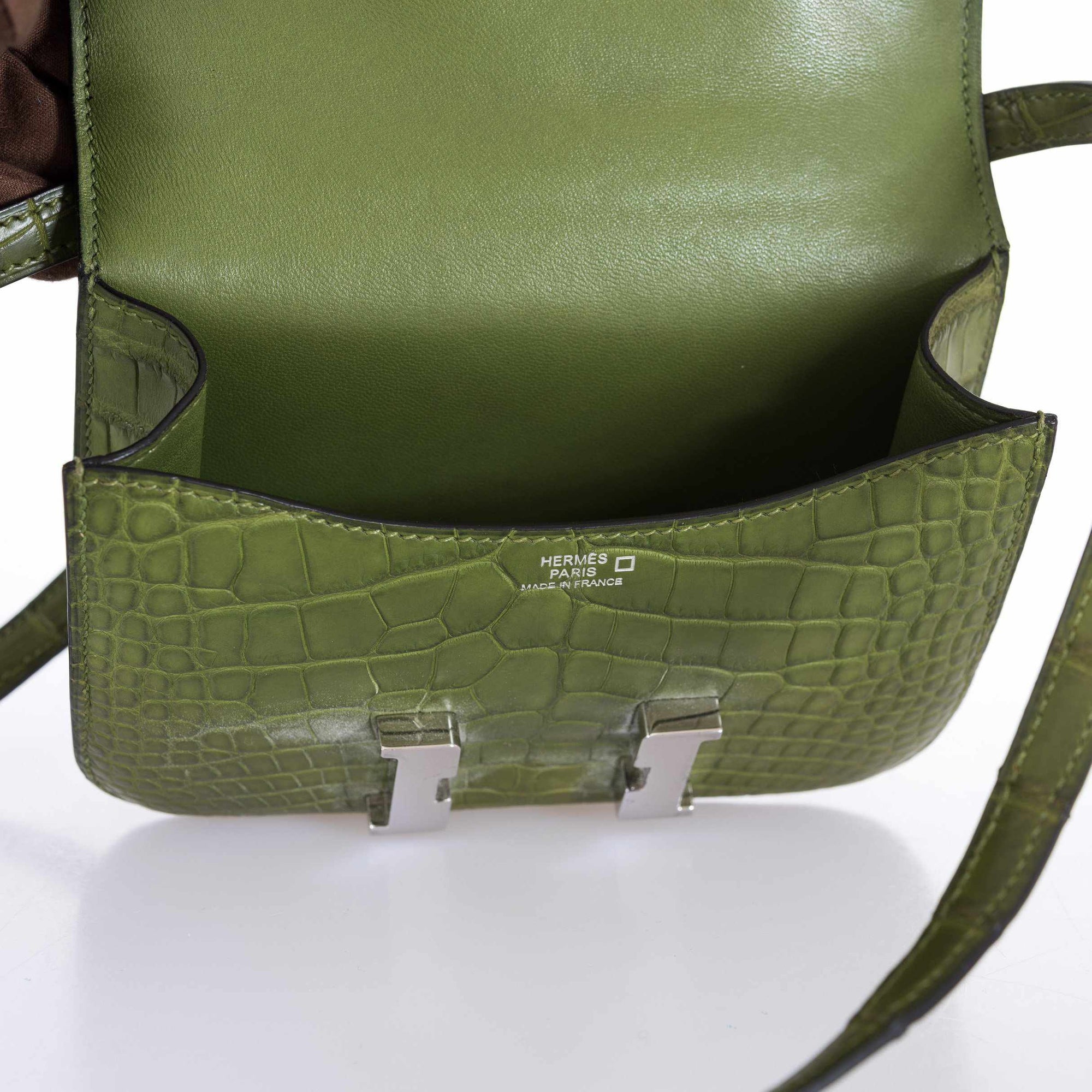 Hermès Constance Micro 14 Pelouse Matte Alligator Palladium Hardware