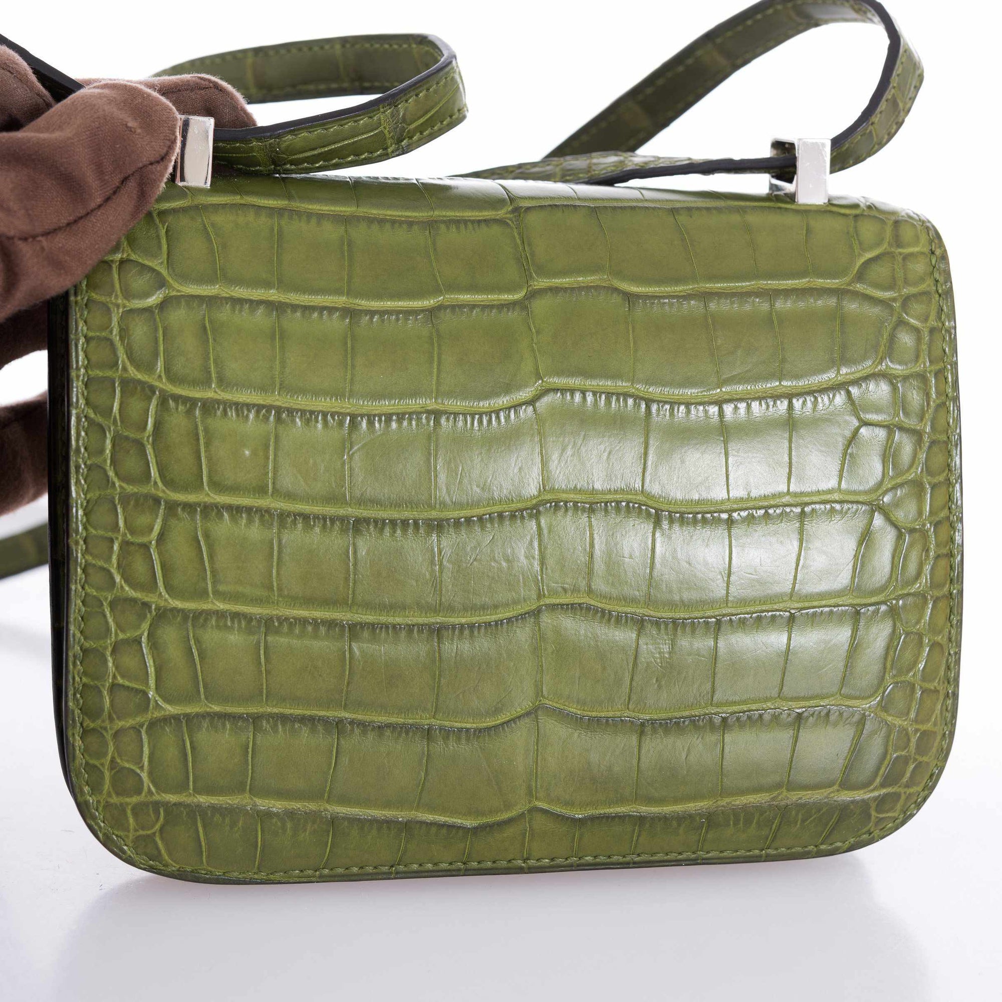 Hermès Constance Micro 14 Pelouse Matte Alligator Palladium Hardware