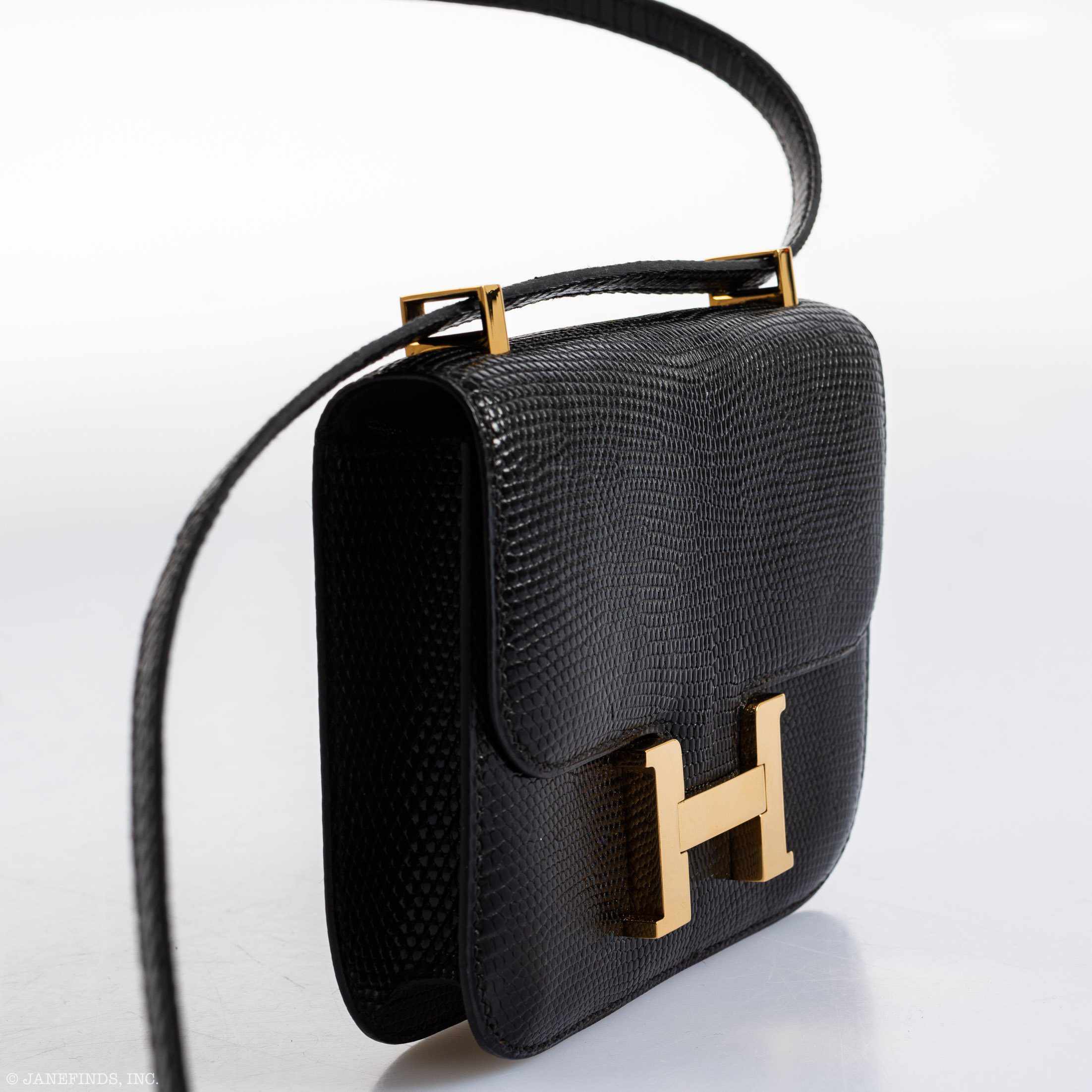 Hermès Constance Micro Black Lizard Gold Hardware - Rare