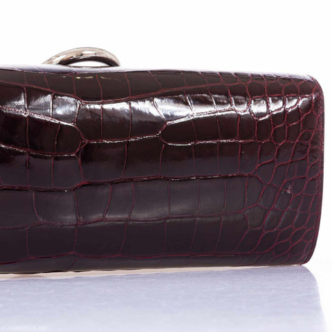 Hermès Egee Clutch Bordeaux Shiny Alligator Permabrass Hardware