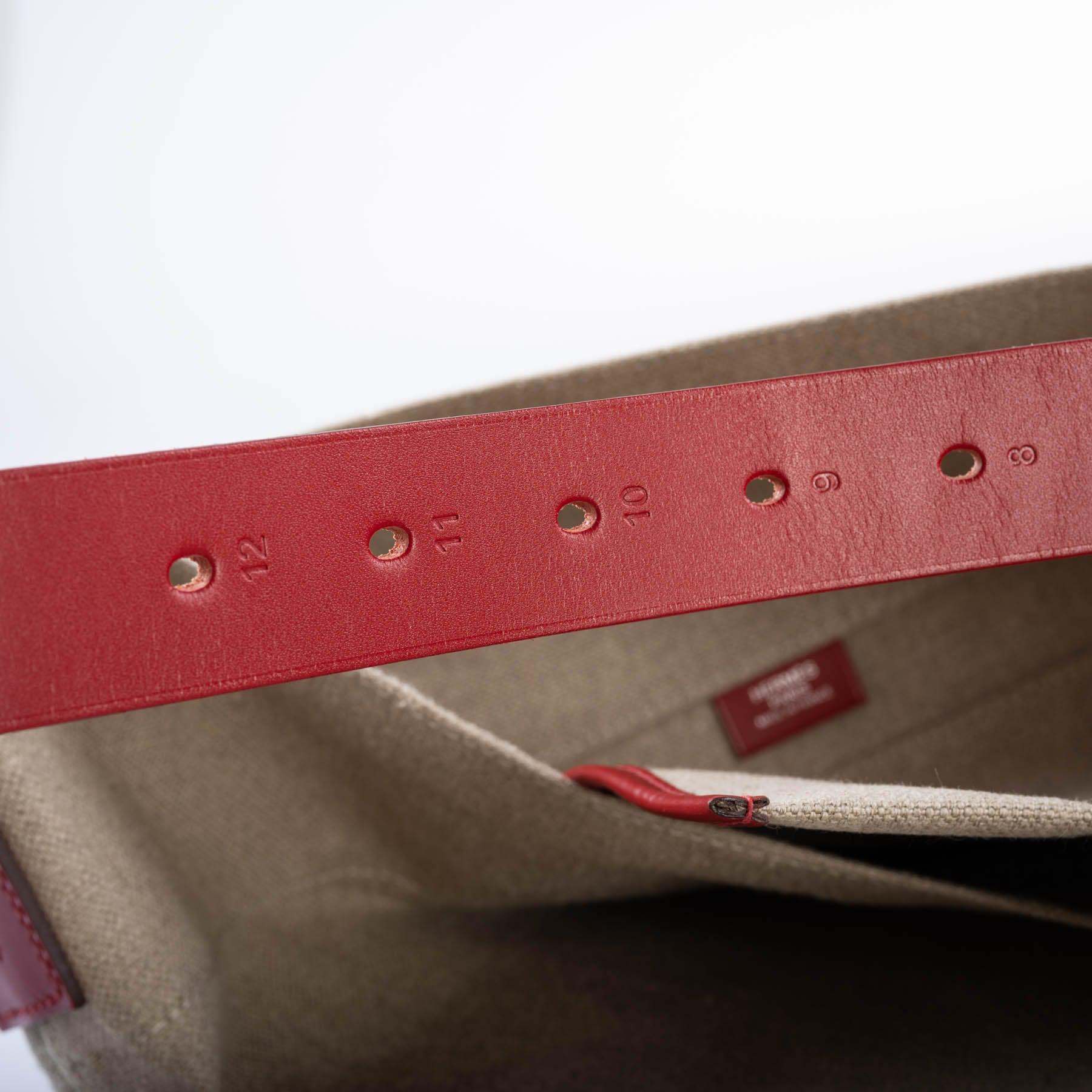 Hermès Etriviere Shoulder MM Burlap & Rouge Vif Vache Hunter with Palladium Hardware