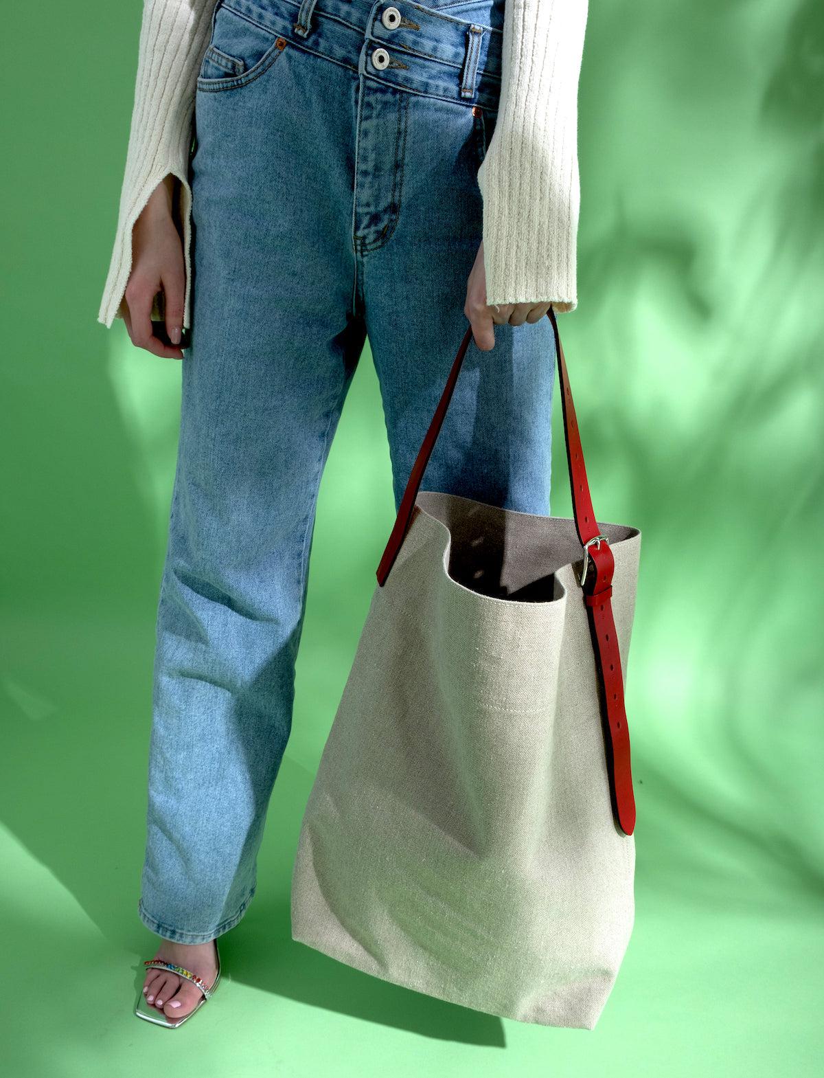 Hermès Etriviere Shoulder MM Burlap & Rouge Vif Vache Hunter with Palladium Hardware
