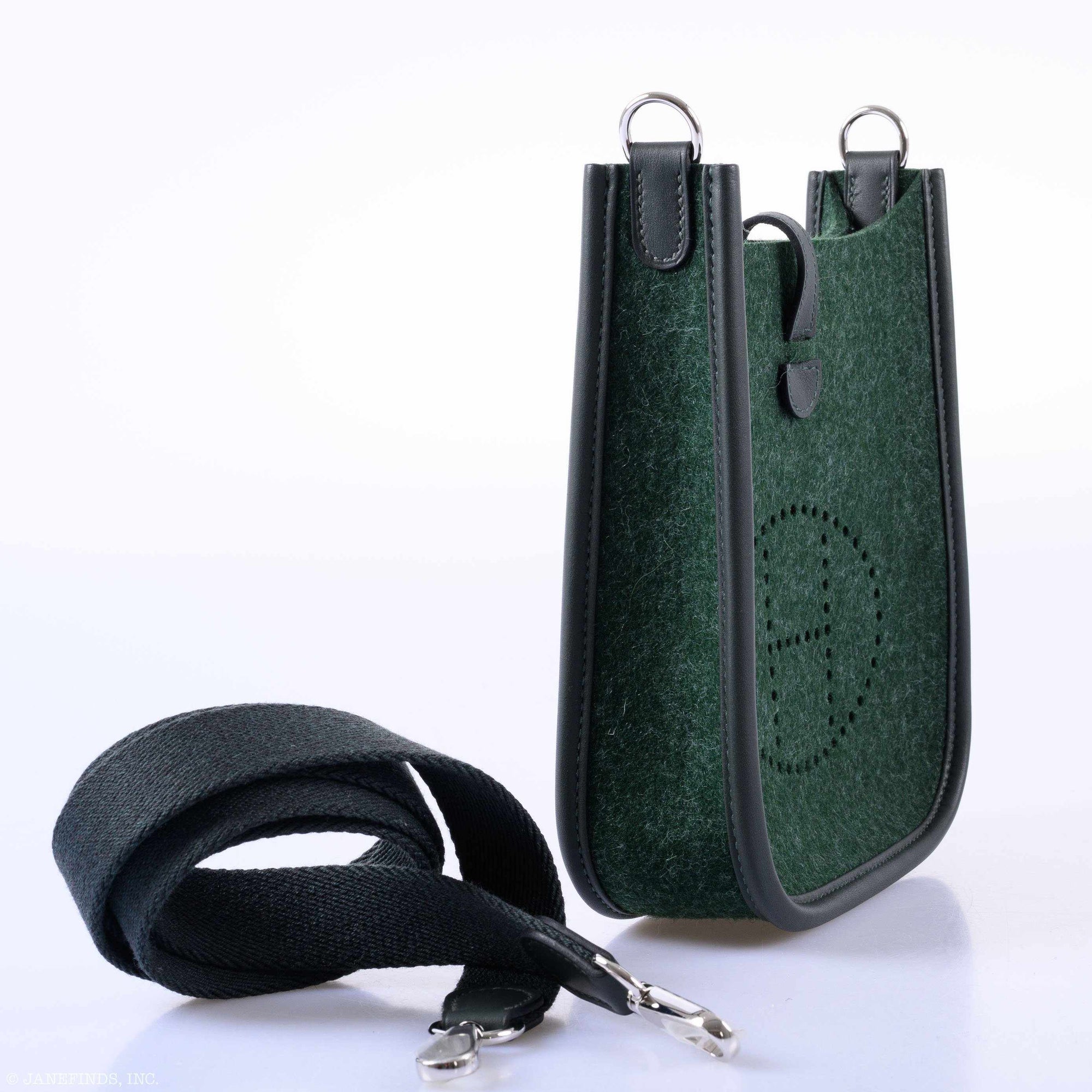 Hermès Evelyne TPM 16 Vert Fonce Feutre Wool & Vert Anglaise Swift Palladium Hardware - 2019