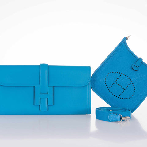 Hermès Evelyne TPM Blue Zanzibar Clemence Palladium Hardware