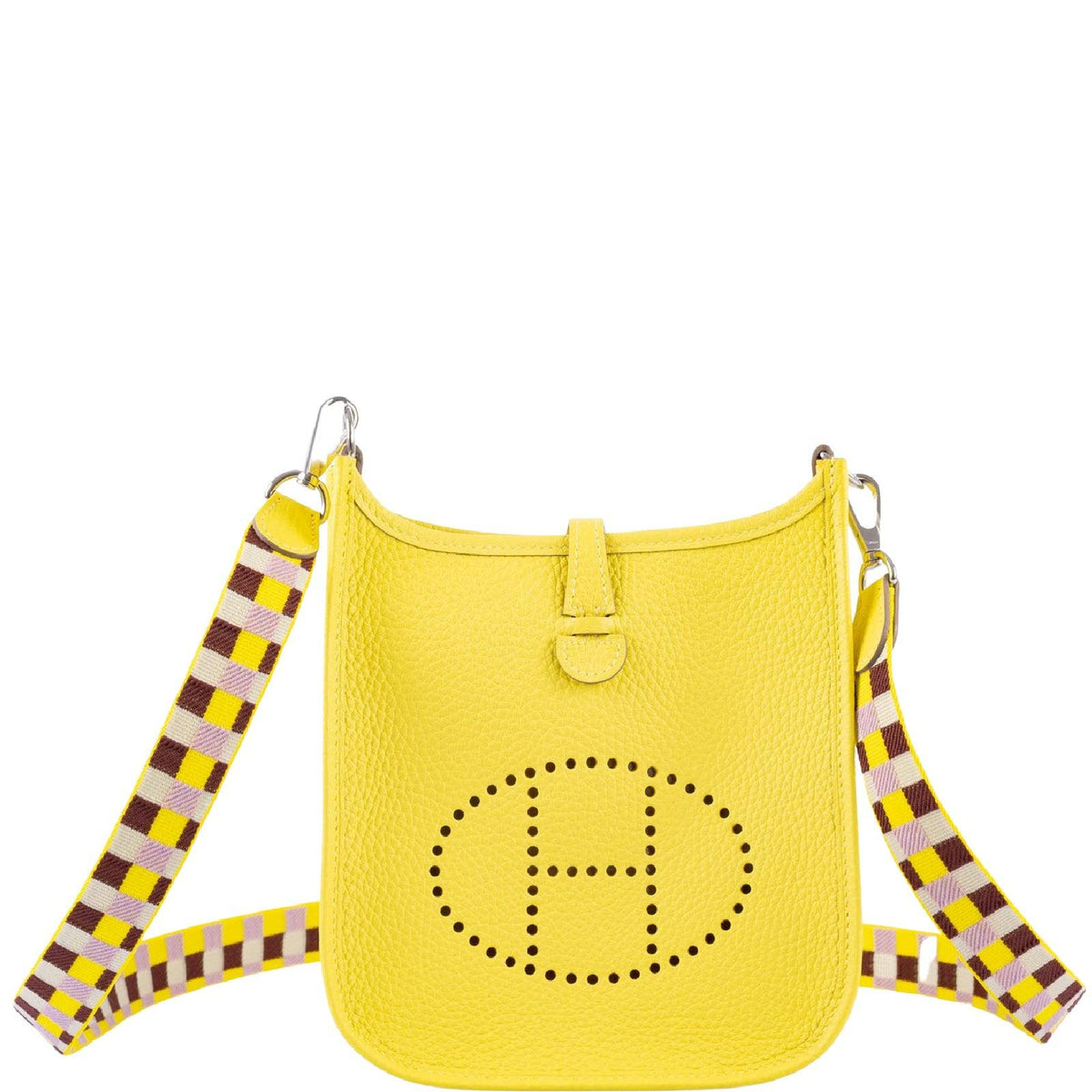 Hermès Mini Evelyne 16 In Lime Taurillon Clemence With Palladium Hardware  in Yellow