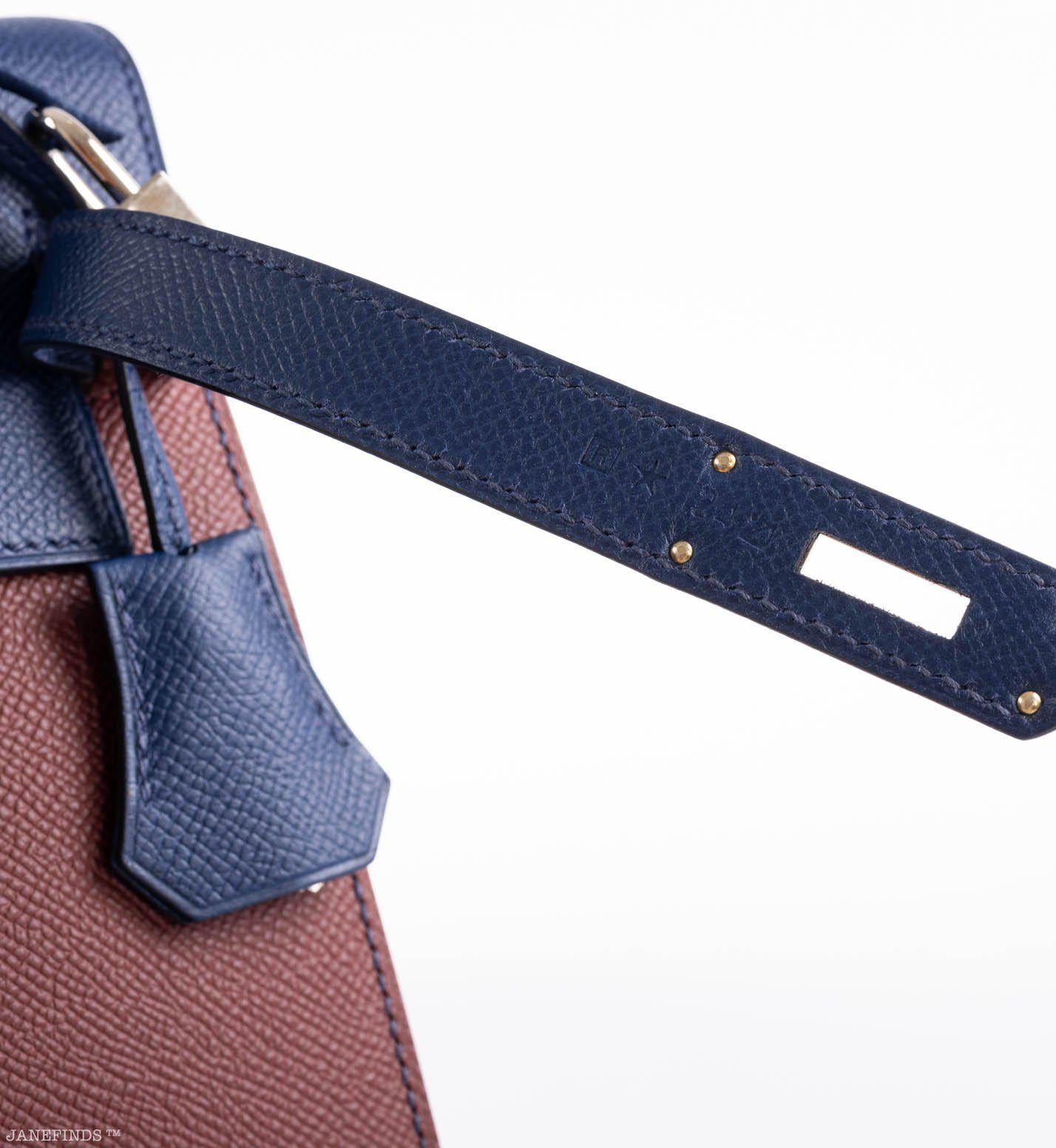 Hermès Flag Kelly 35 Sellier Blue Saphir & Rouge H Epsom Palladium Hardware - 2014, R Square