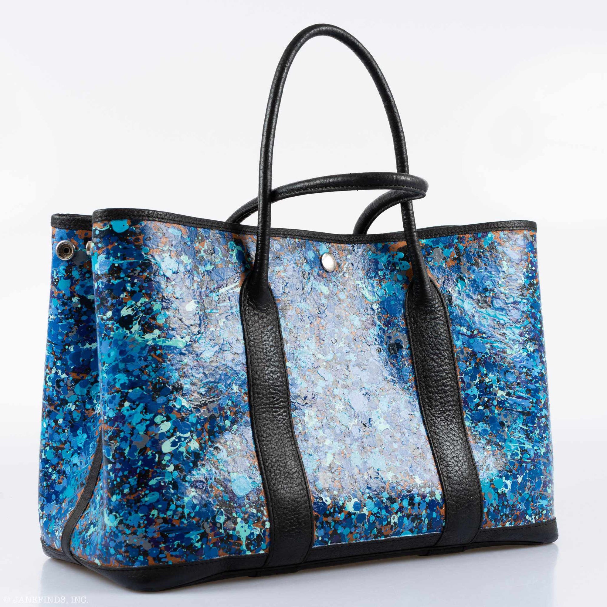 Hermès Garden Party PM Black Buffalo Leather Trim "Caribbean Fizz" * JaneFinds Custom Shop