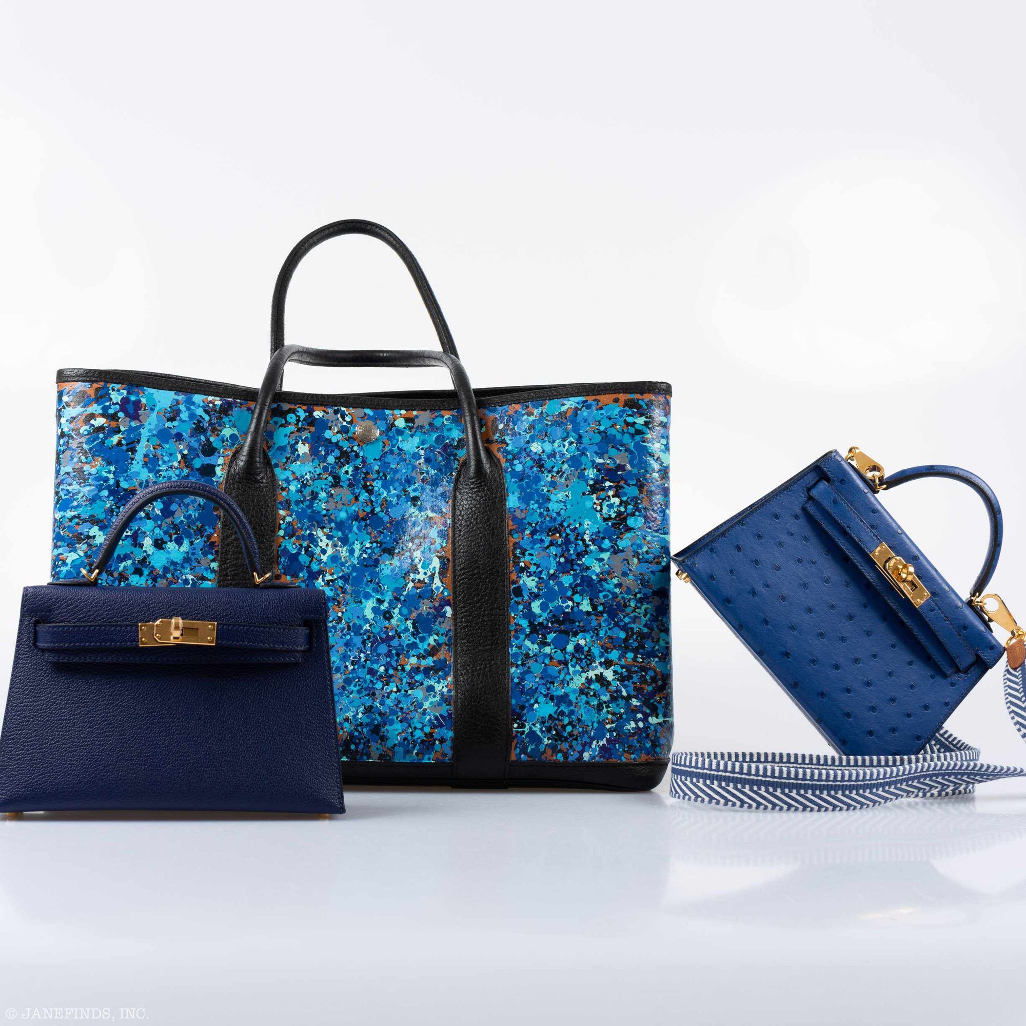 Hermès Garden Party PM Black Buffalo Leather Trim "Caribbean Fizz" * JaneFinds Custom Shop