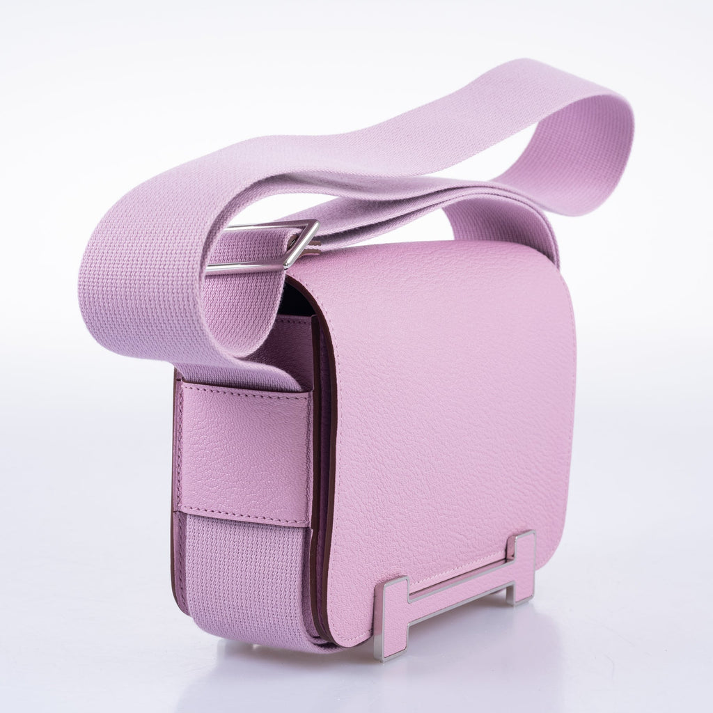Hermès Geta Bag Mauve Sylvestre Mysore Goatskin with Palladium Hardwar