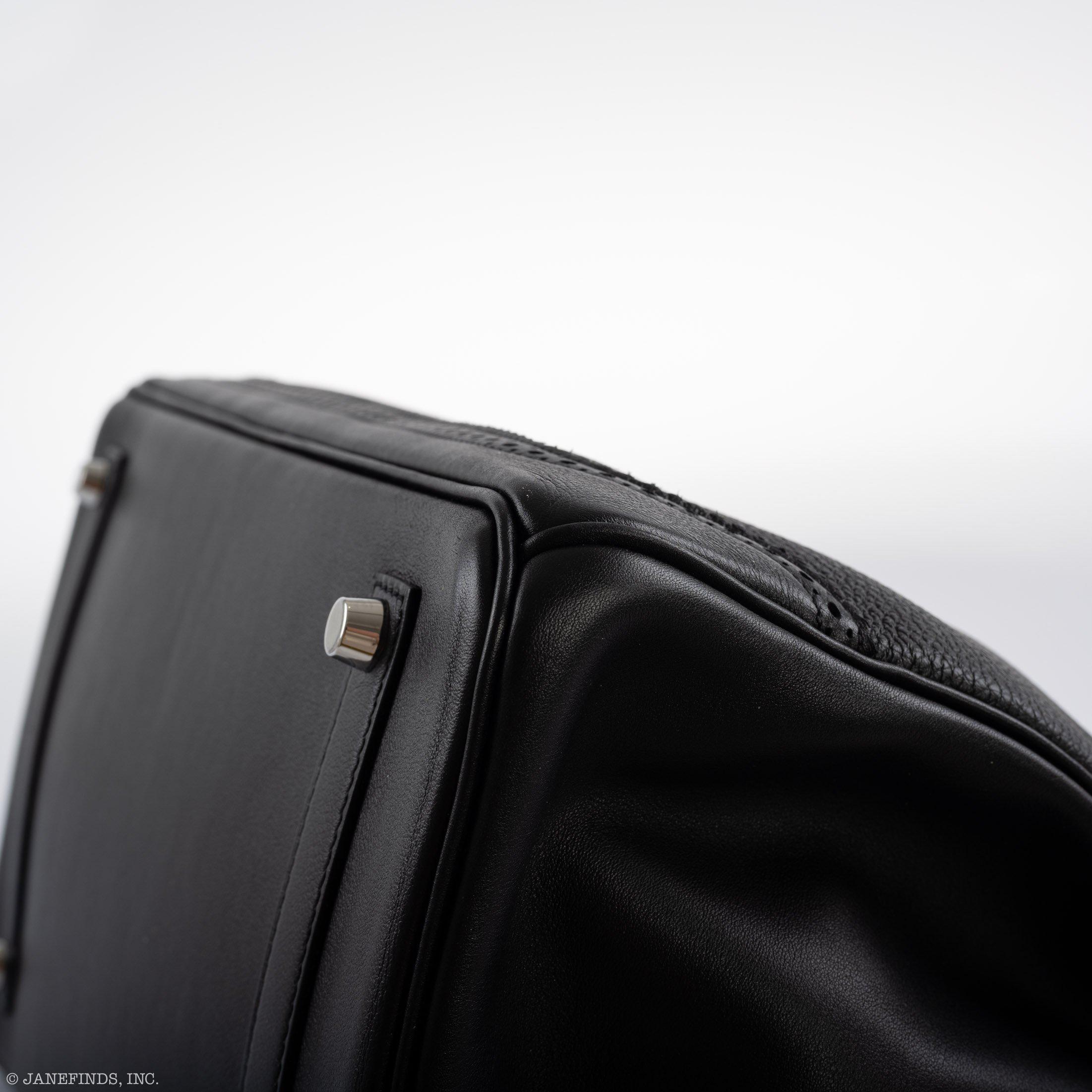 Hermès Ghillies Birkin 35 Black Togo & Evergrain with Palladium Hardware
