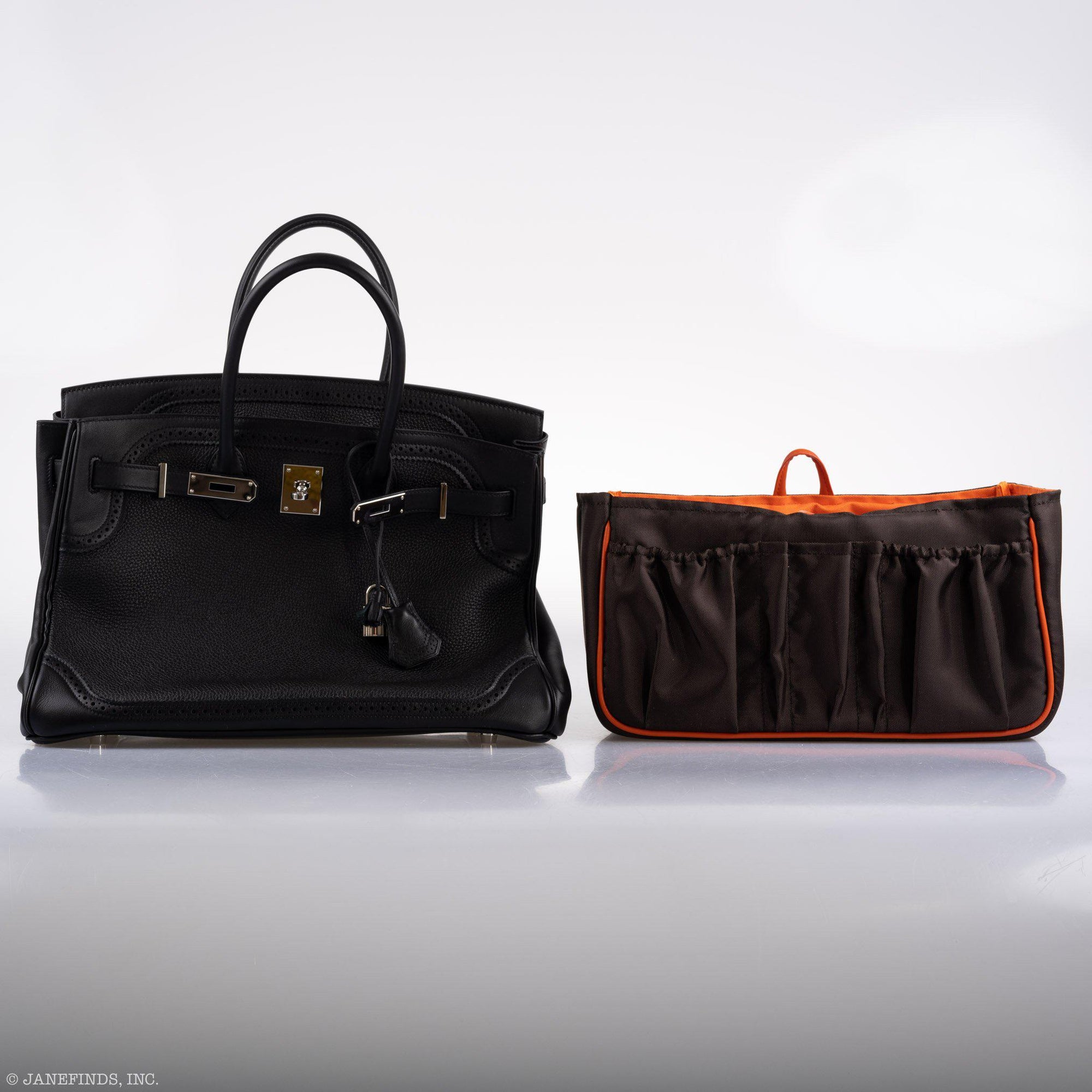 Hermès Ghillies Birkin 35 Black Togo & Evergrain with Palladium Hardware
