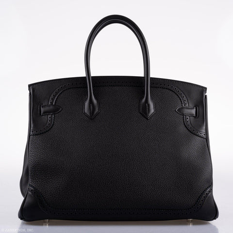Hermès Ghillies Birkin 35 Black Togo & Evergrain with Palladium Hardware - 2015, T