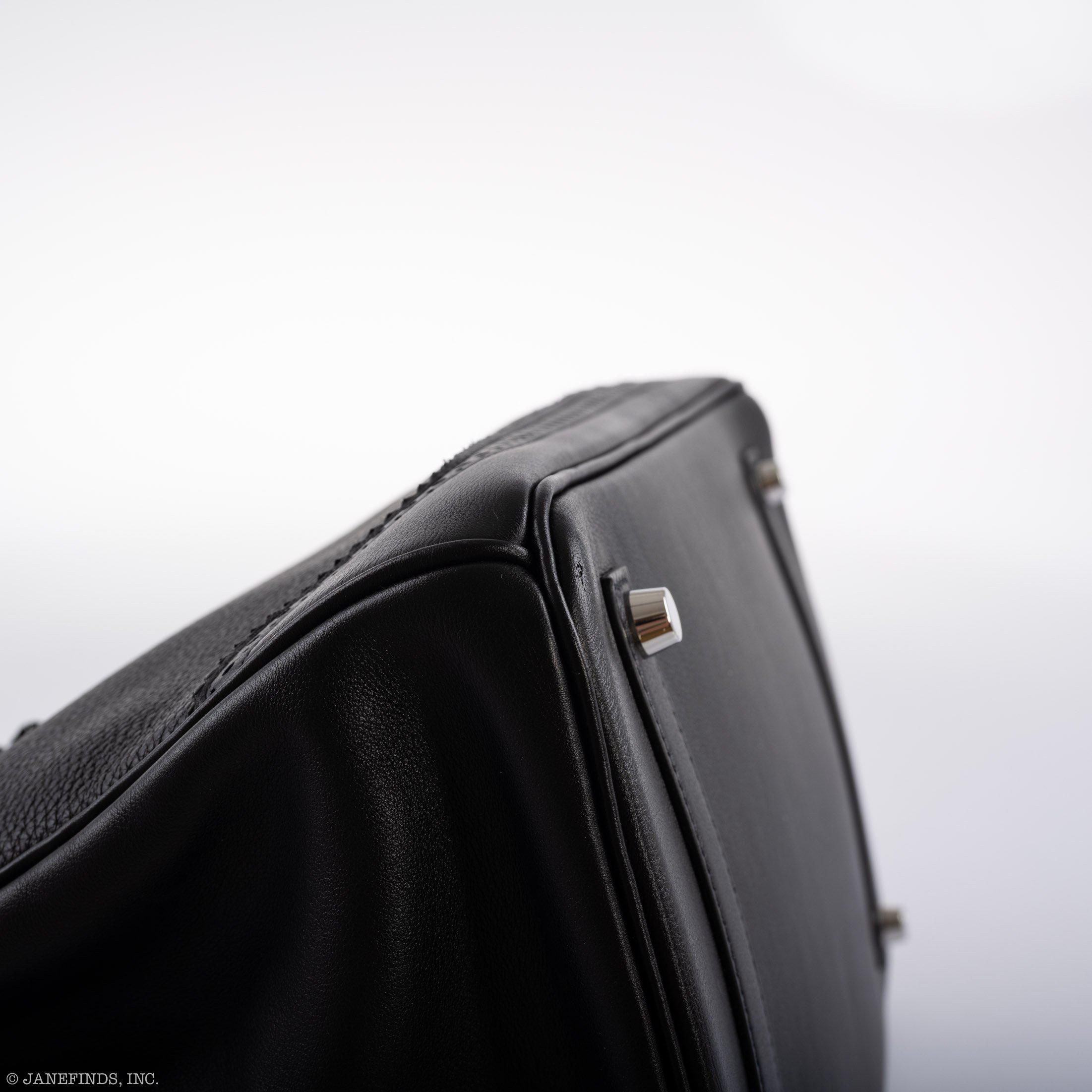 Hermès Ghillies Birkin 35 Black Togo & Evergrain with Palladium Hardware