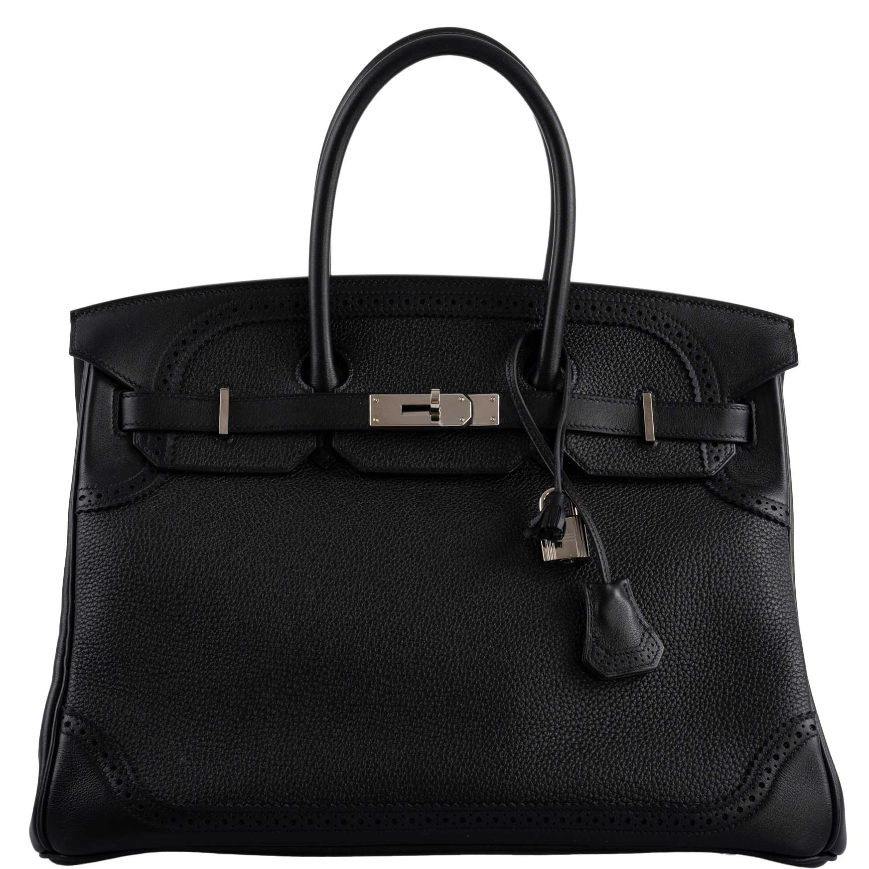 Hermès Ghillies Birkin 35 Black Togo & Evergrain with Palladium Hardware