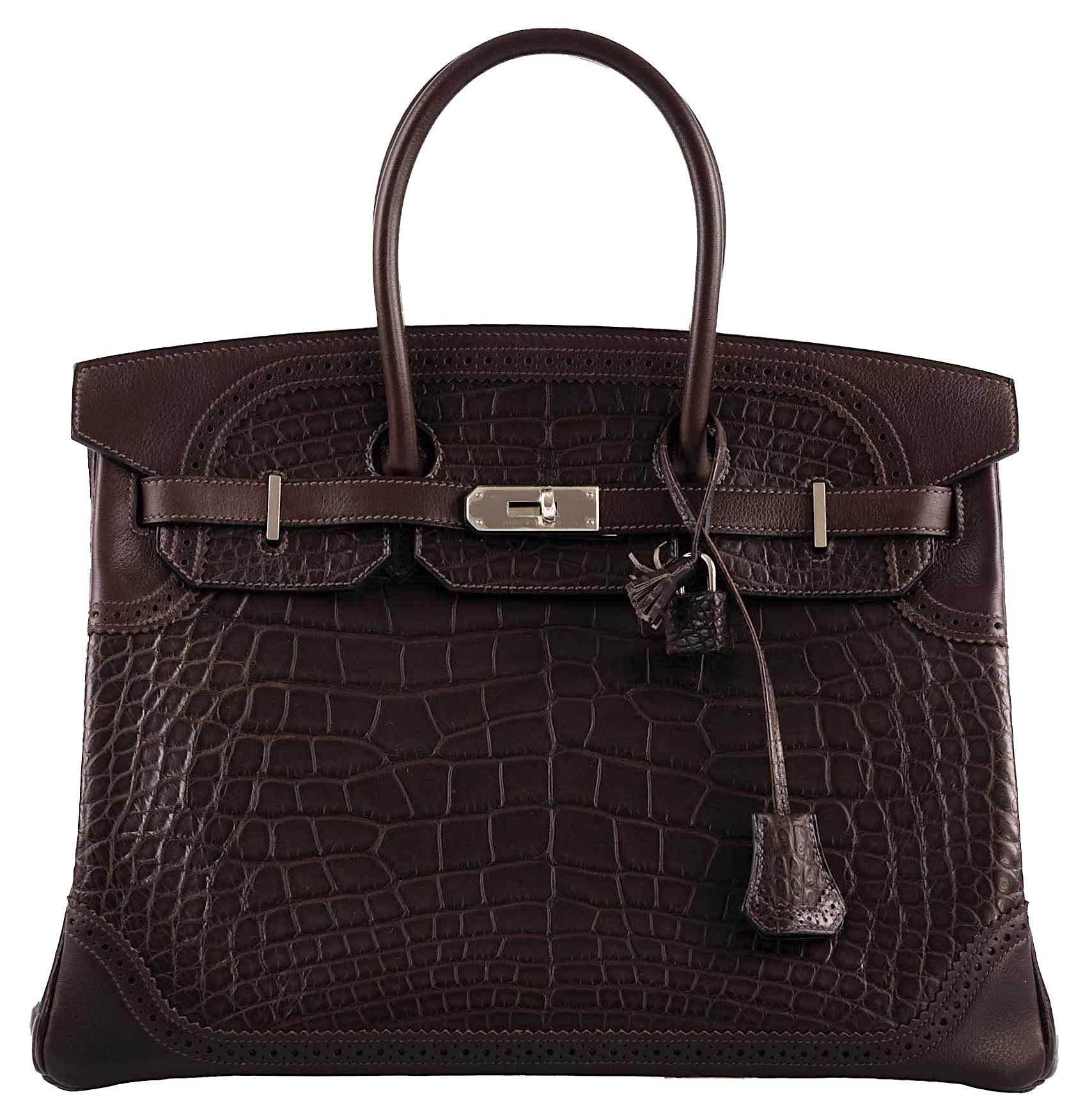 Hermès Ghillies Birkin 35 Matte Ebene Alligator & Swift with Palladium Hardware