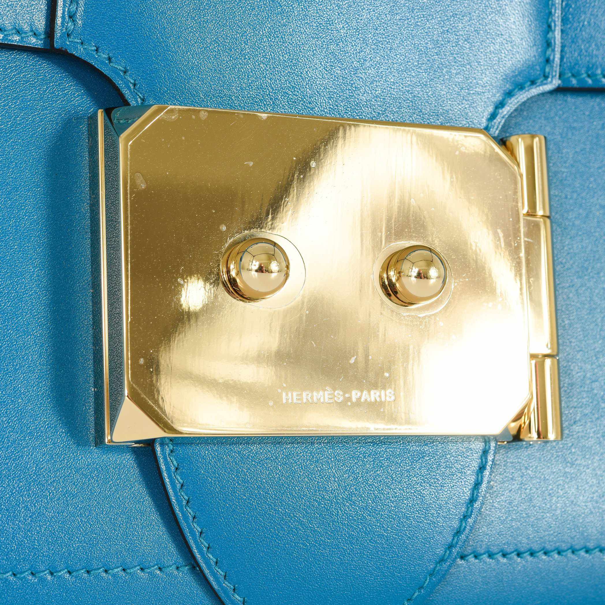 Hermès Goodlock Blue Izmir Calf Gold Hardware