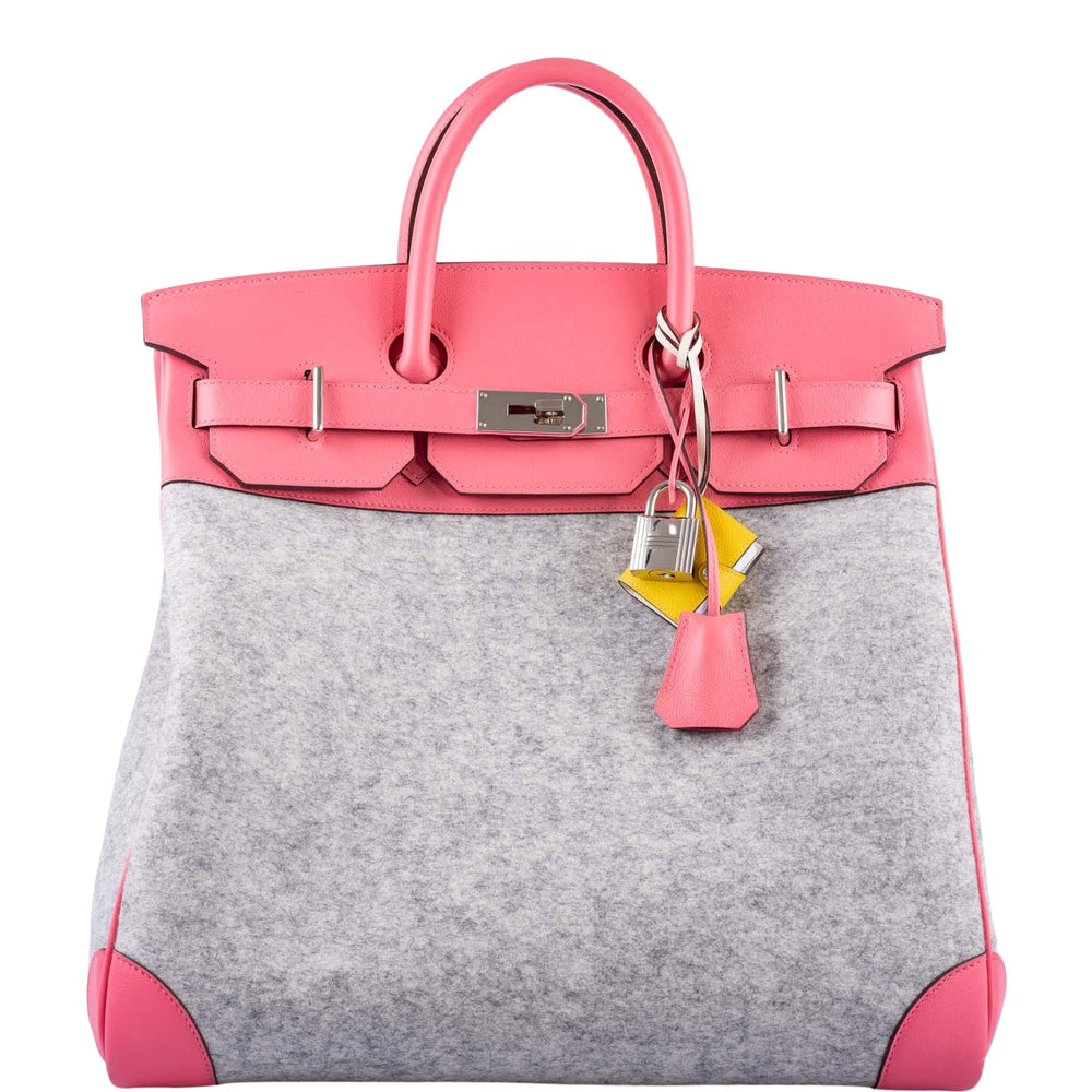 Hermès HAC 40 Toudou Rose Azalée Evercolor Gris Clair Wool Palladium Hardware