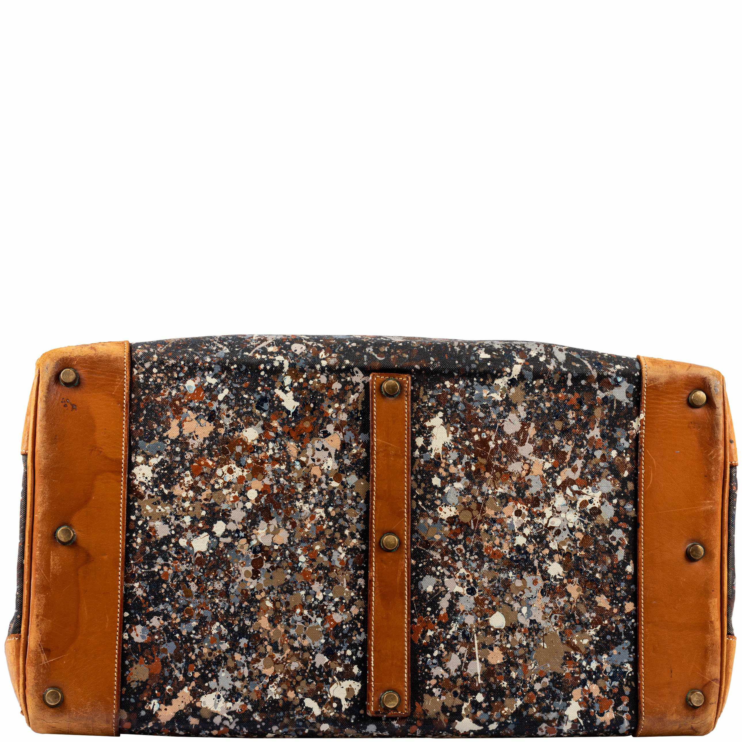 Hermès HAC 50 Toile &amp; Barenia “Jackson Pollock Splatter” Custom Gold Hardware