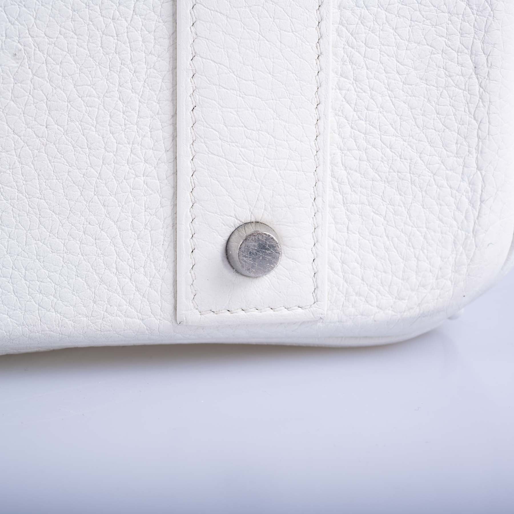 Hermès HAC 55 White Togo Palladium Hardware