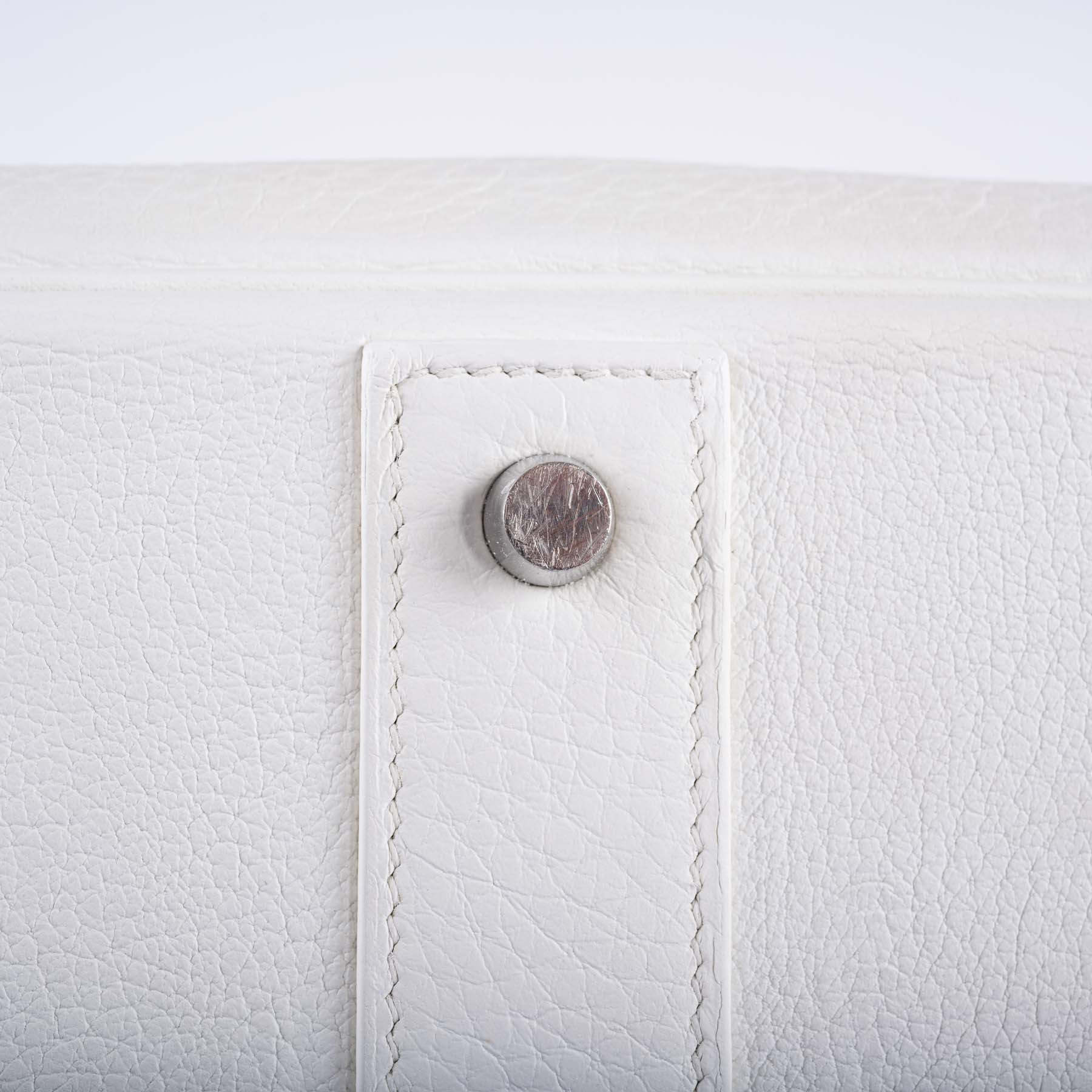 Hermès HAC 55 White Togo Palladium Hardware