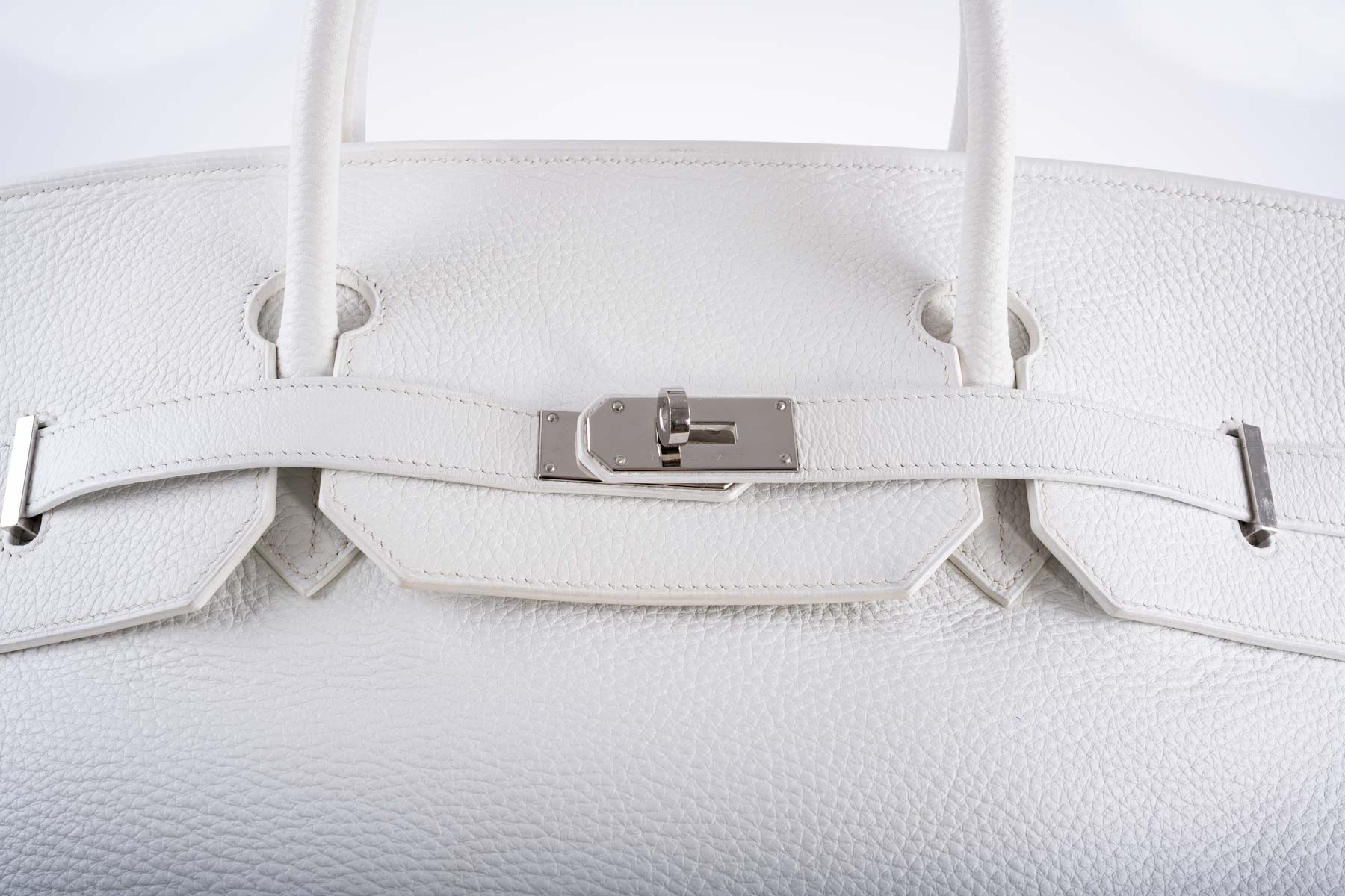 Hermès HAC 55 White Togo Palladium Hardware