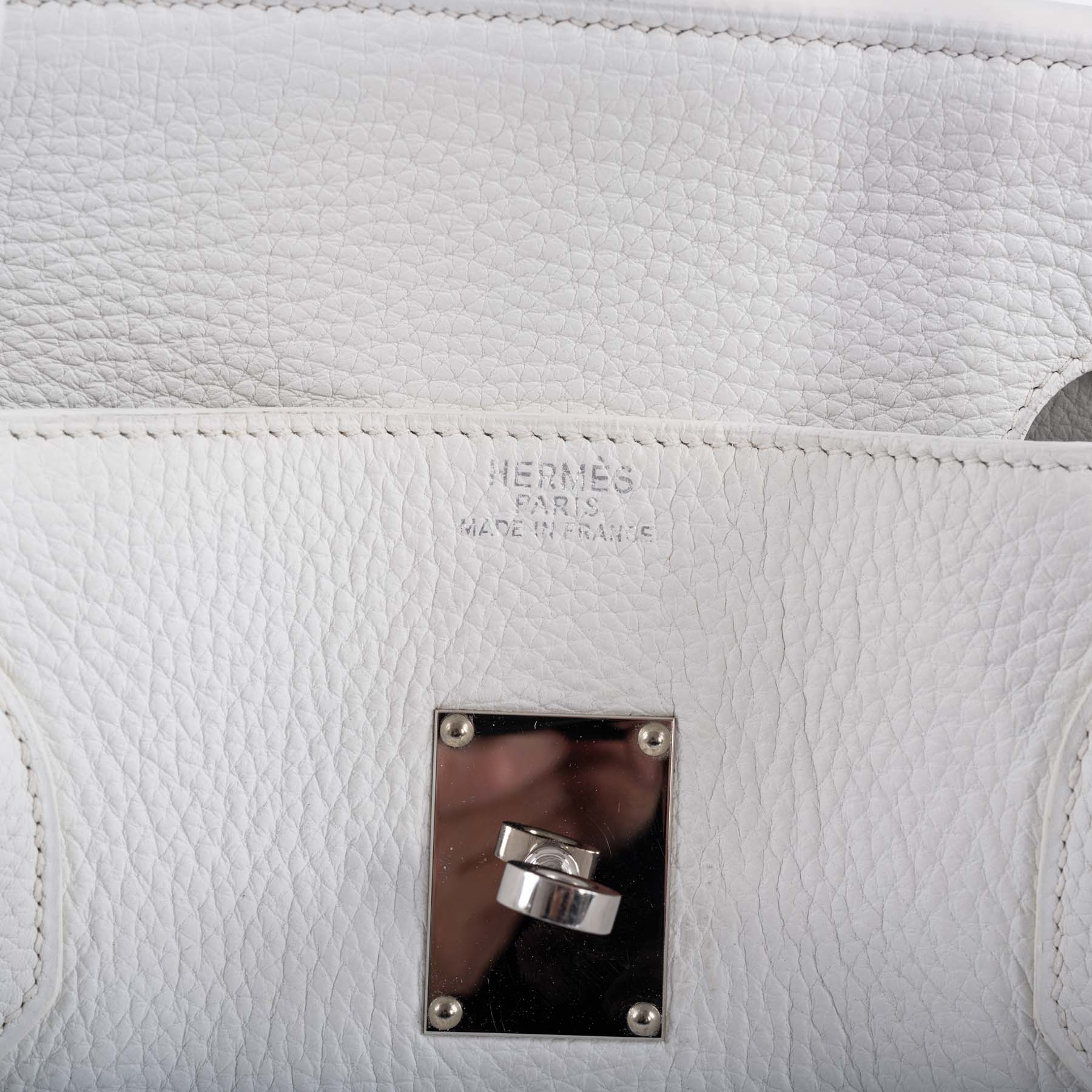 Hermès HAC 55 White Togo Palladium Hardware