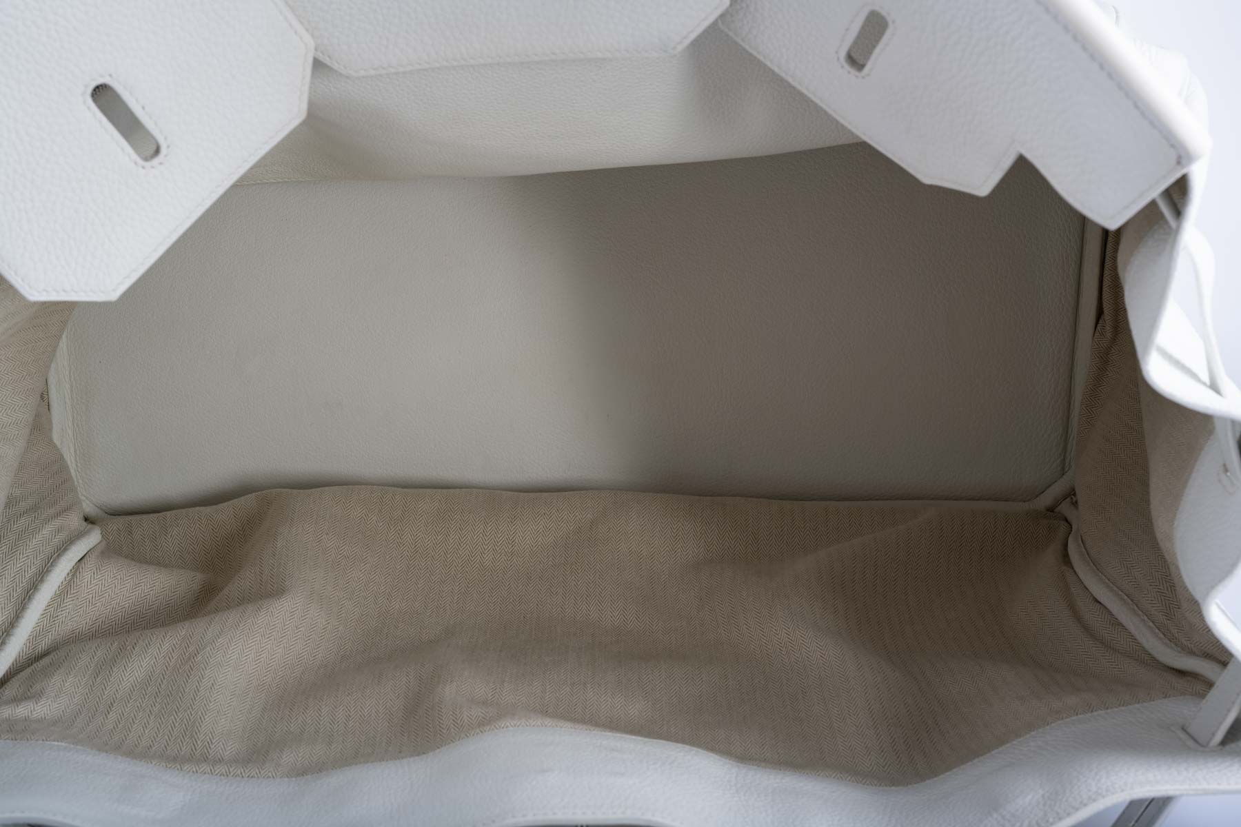 Hermès HAC 55 White Togo Palladium Hardware