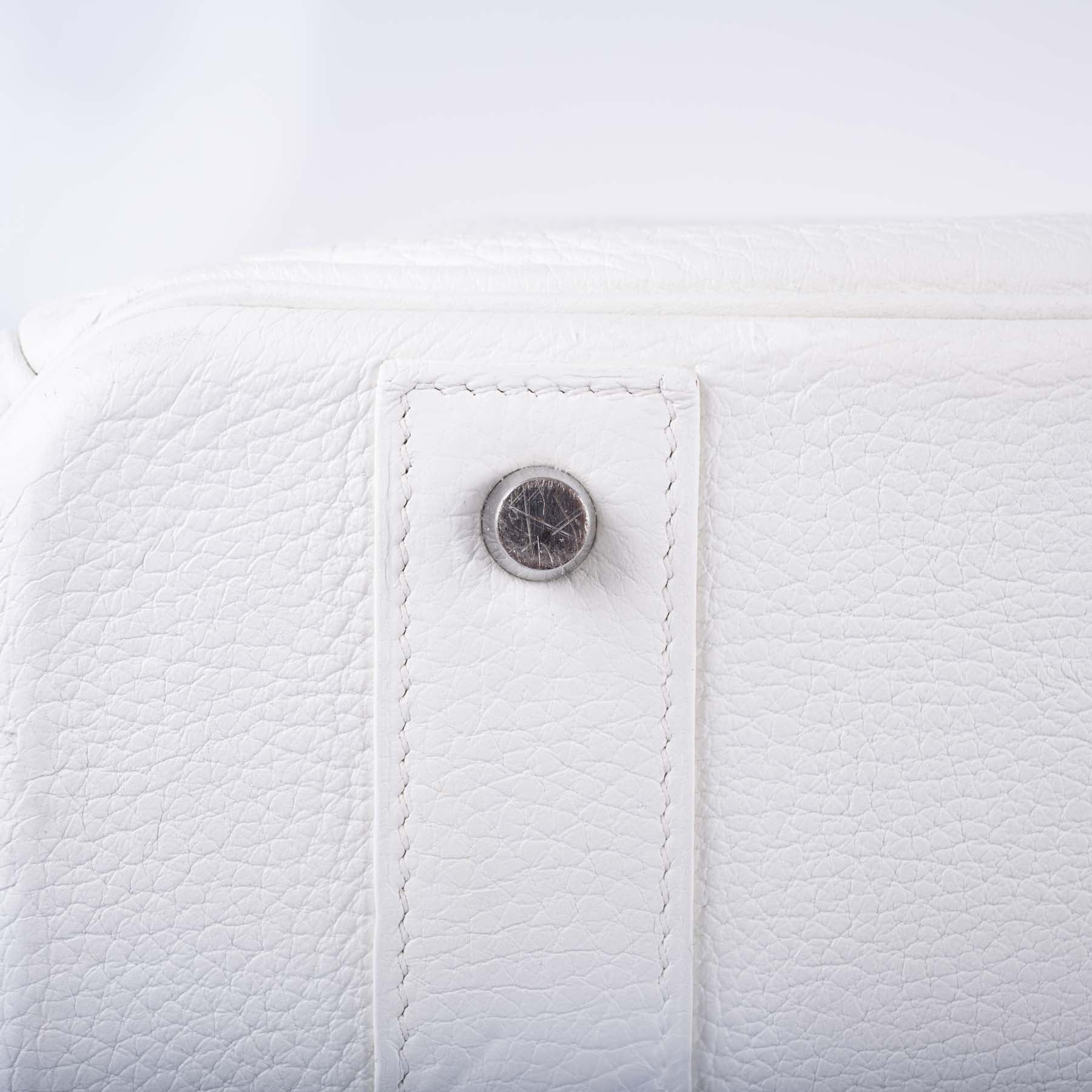 Hermès HAC 55 White Togo Palladium Hardware