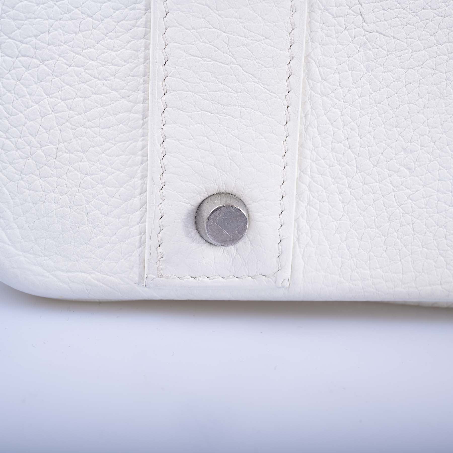 Hermès HAC 55 White Togo Palladium Hardware
