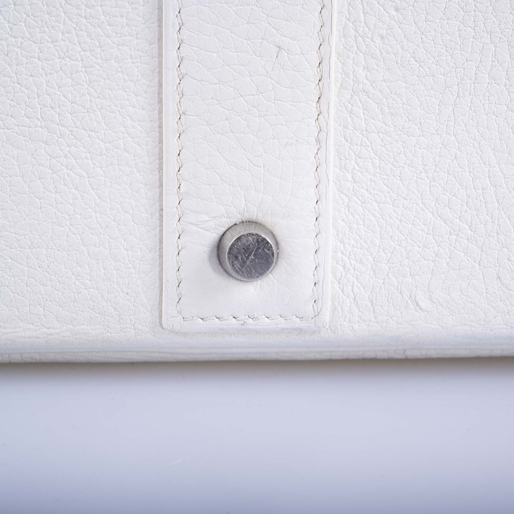 Hermès HAC 55 White Togo Palladium Hardware