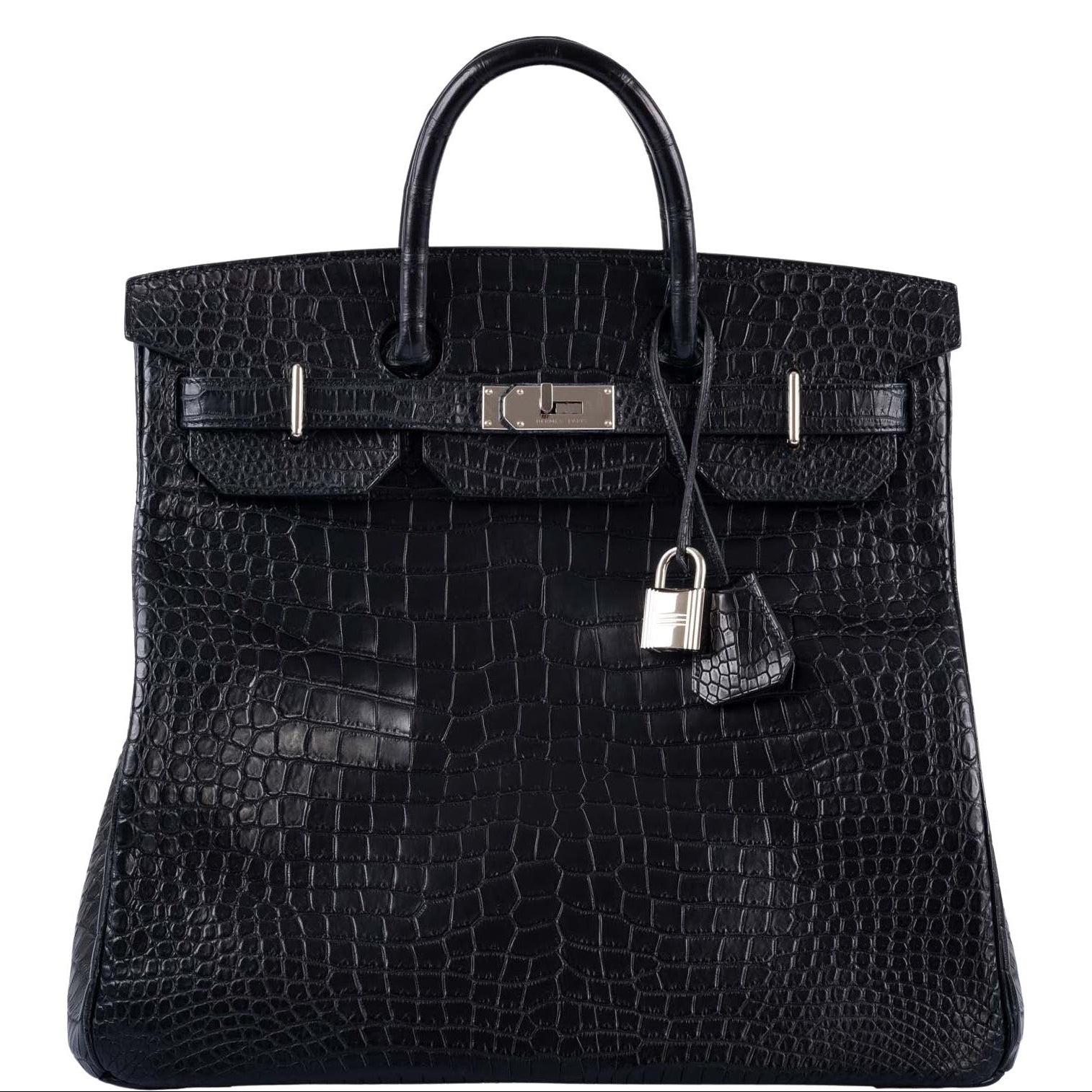 Hermès HAC Birkin 40 Black Matte Porosus Crocodile Palladium Hardware