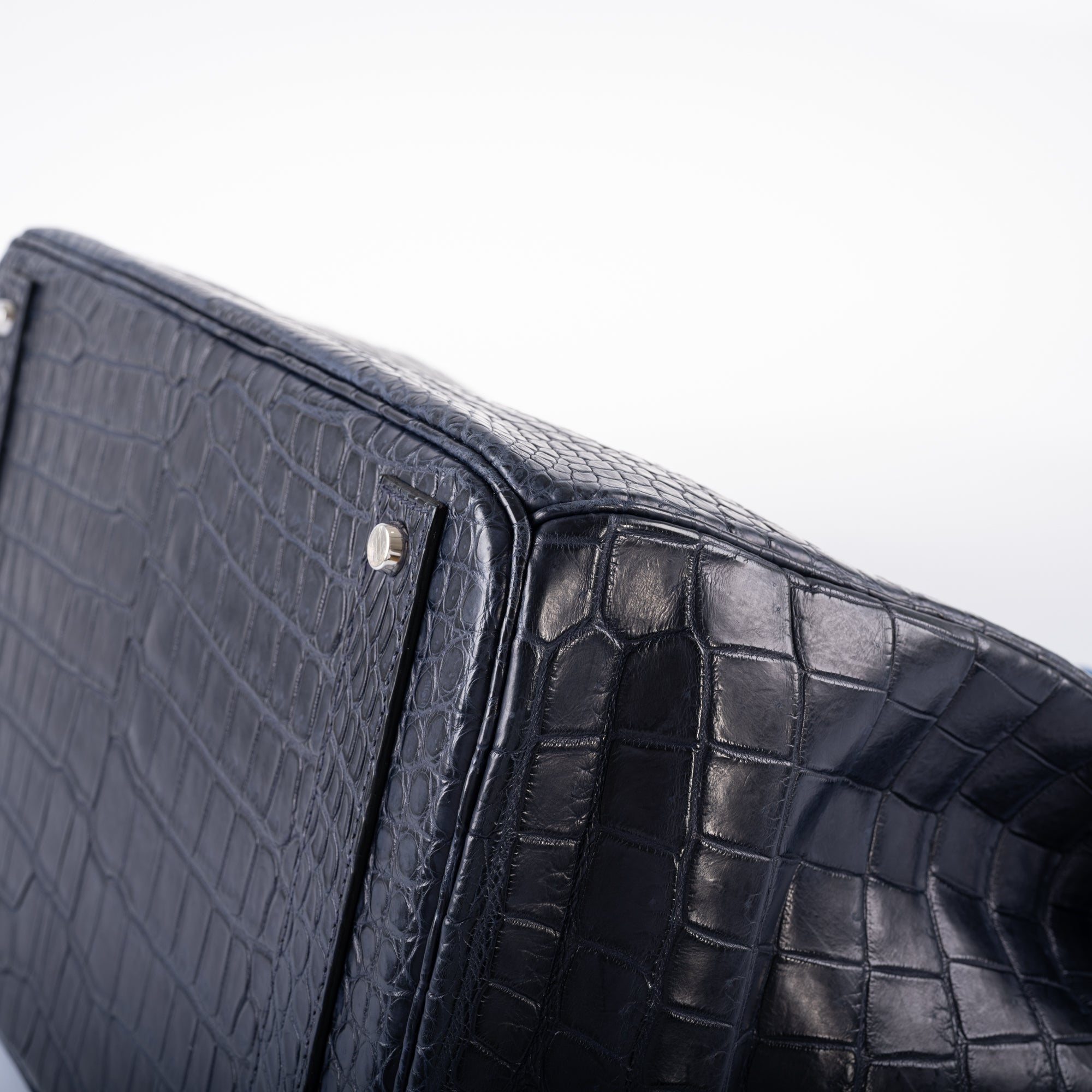 Hermès HAC Birkin 40 Blue Marine Matte Porosus Crocodile Palladium Hardware
