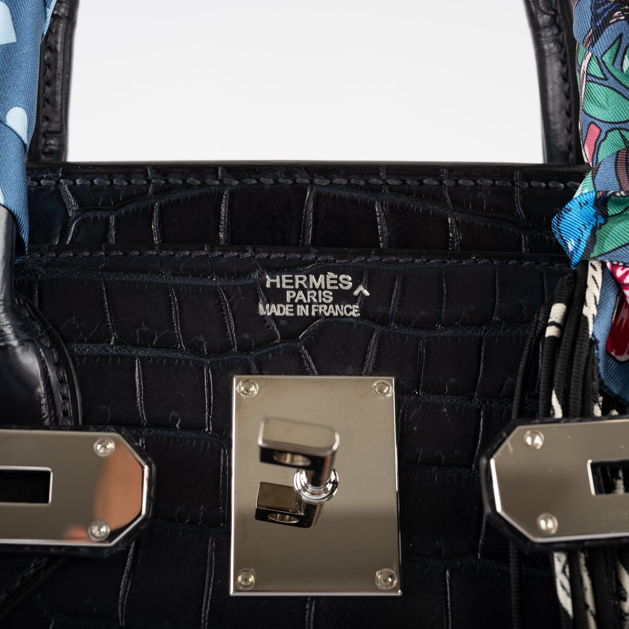 Hermès HAC Birkin 40 Blue Marine Matte Porosus Crocodile Palladium Hardware
